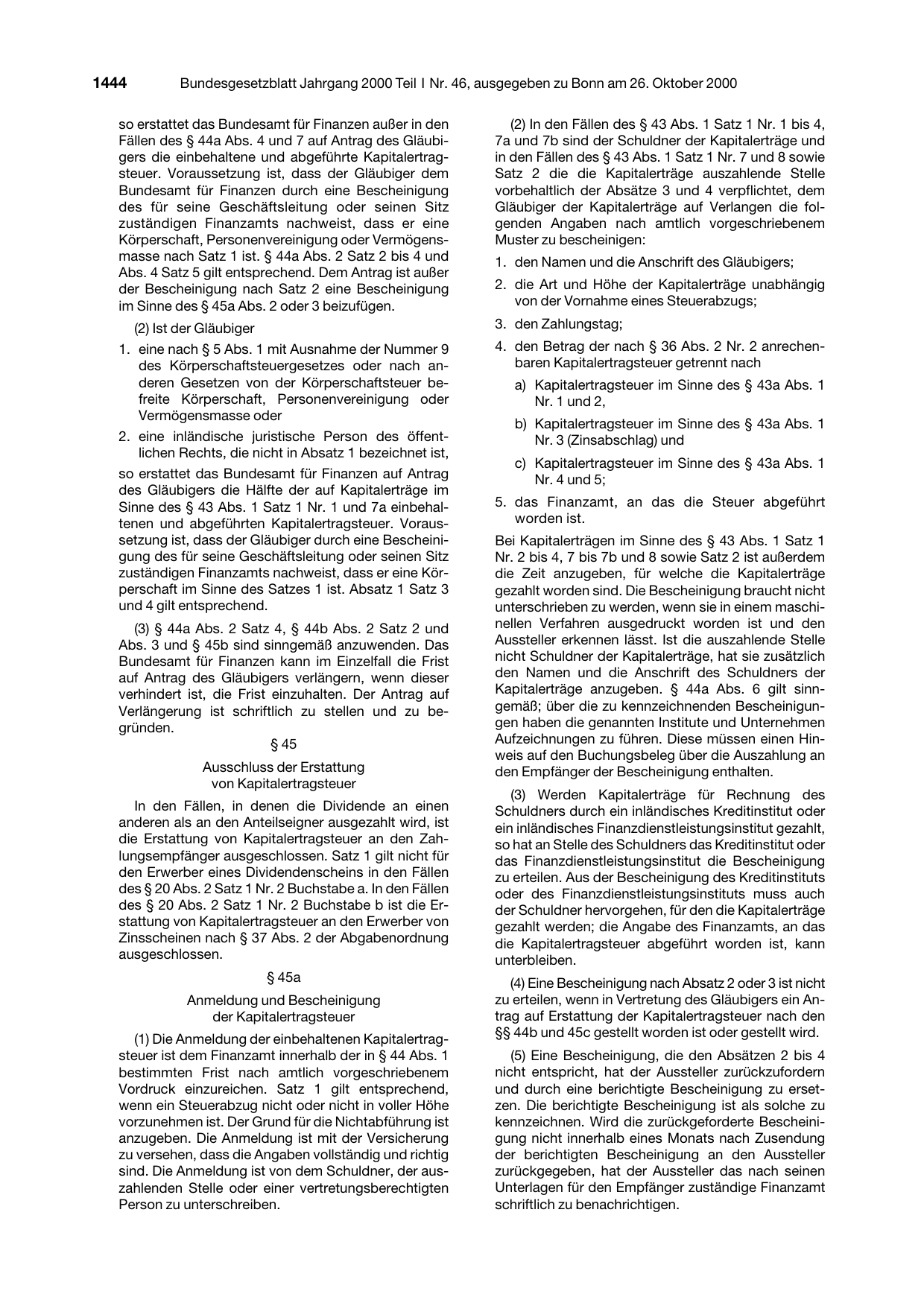 BGBl. 2000, Seite 1444 — Originalseite als Abbildung