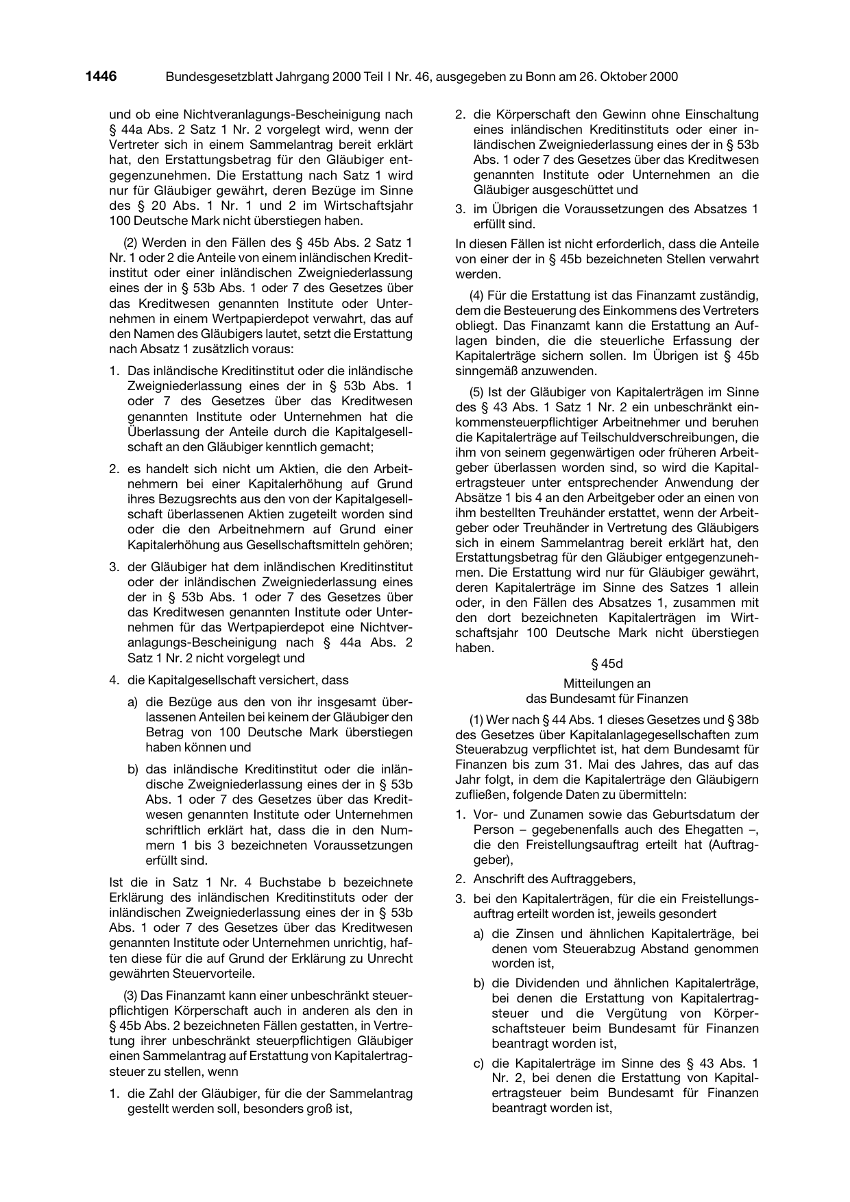BGBl. 2000, Seite 1446 — Originalseite als Abbildung
