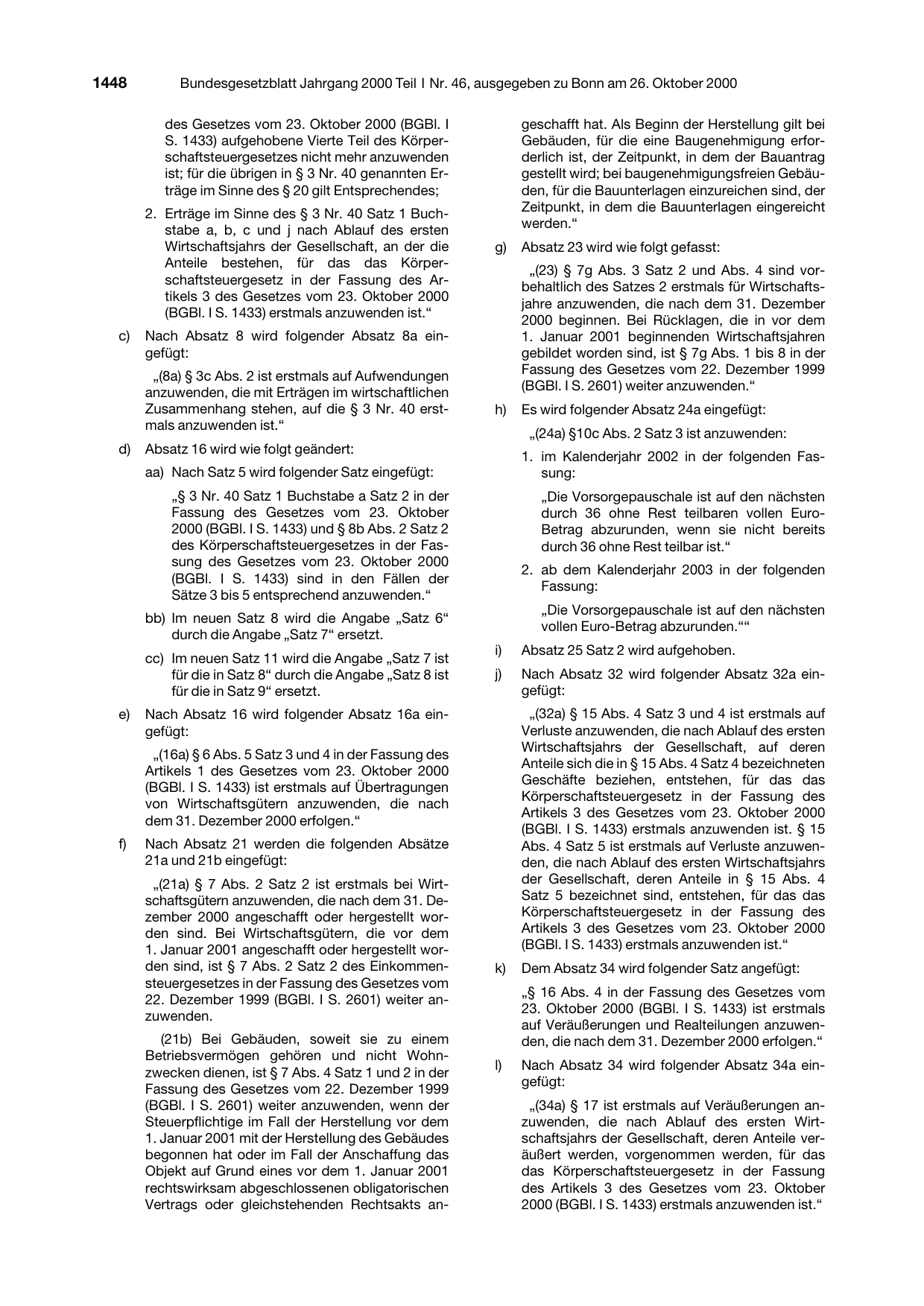 BGBl. 2000, Seite 1448 — Originalseite als Abbildung