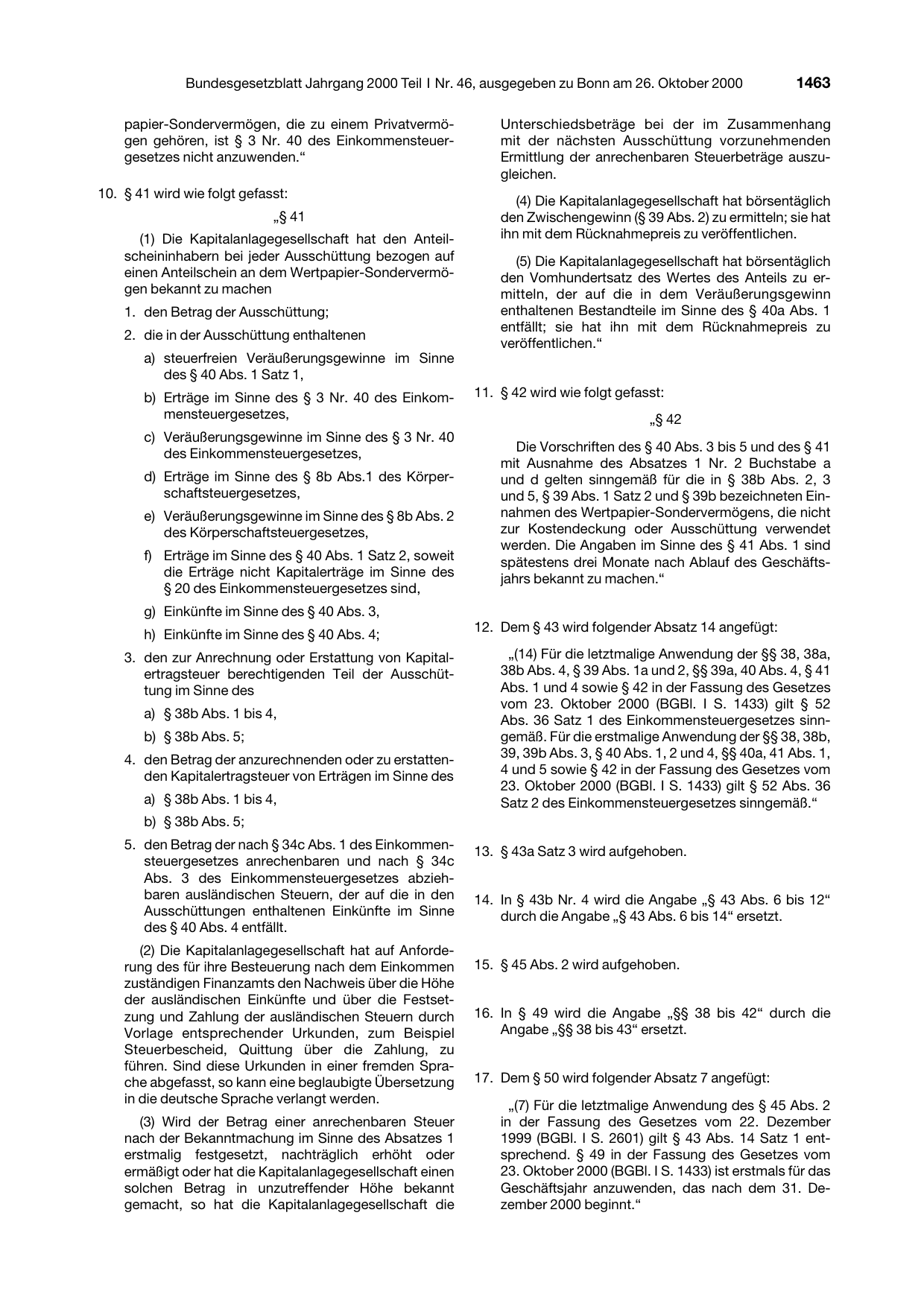 BGBl. 2000, Seite 1463 — Originalseite als Abbildung