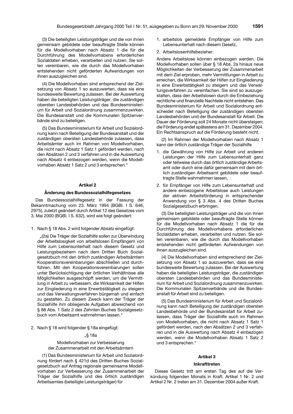 BGBl. 2000, Seite 1591 — Originalseite als Abbildung