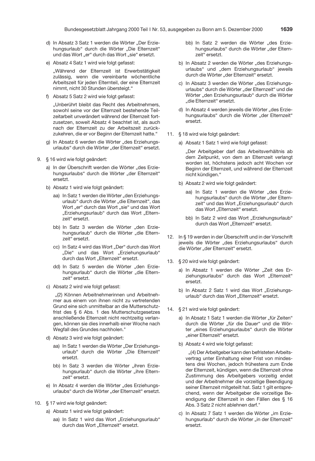 BGBl. 2000, Seite 1639 — Originalseite als Abbildung