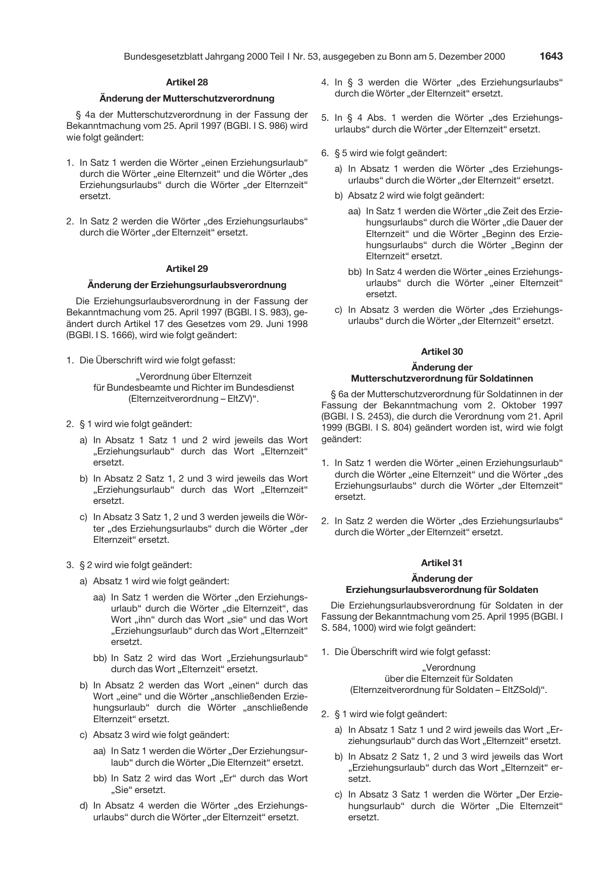 BGBl. 2000, Seite 1643 — Originalseite als Abbildung