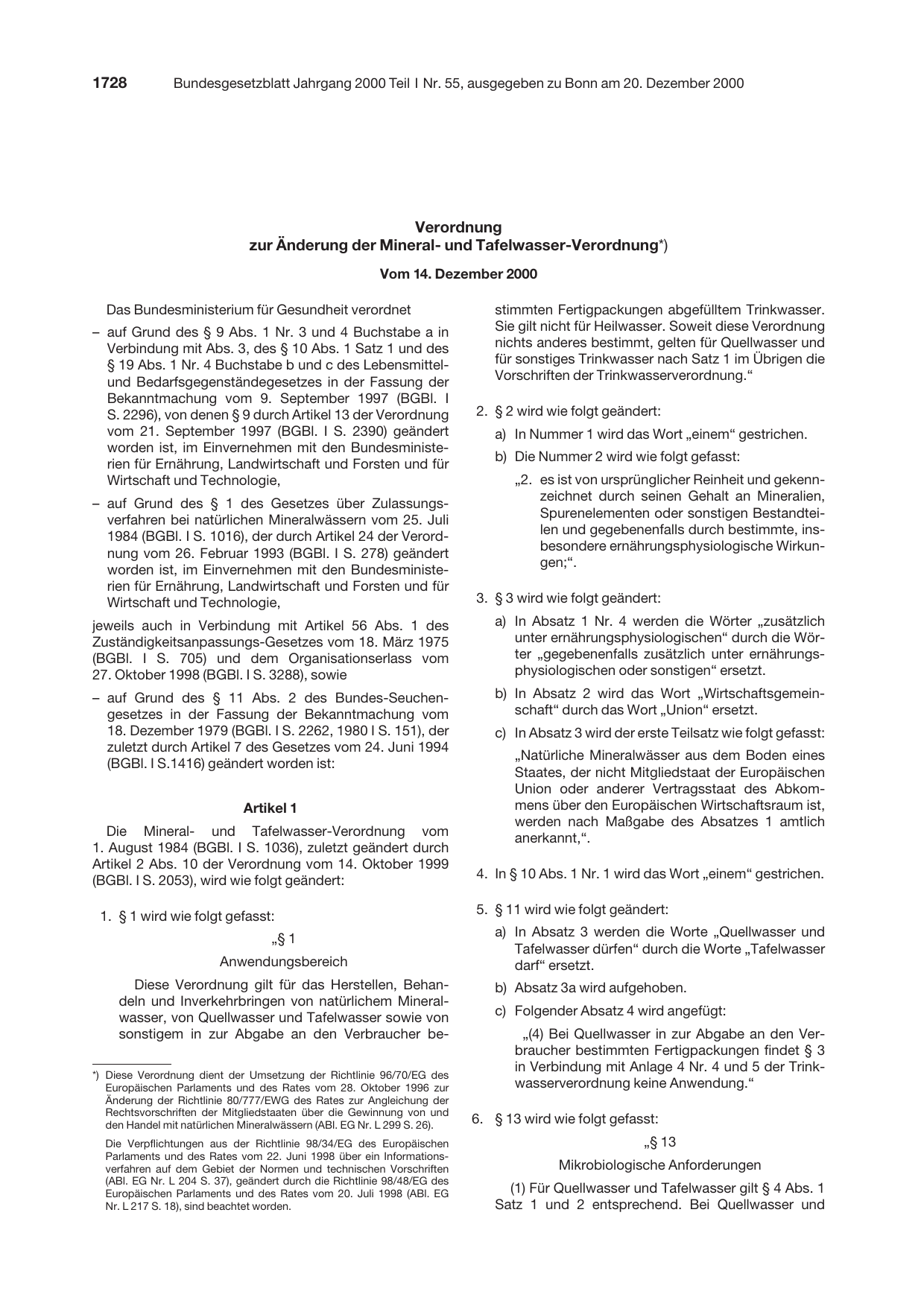 BGBl. 2000, Seite 1728 — Originalseite als Abbildung