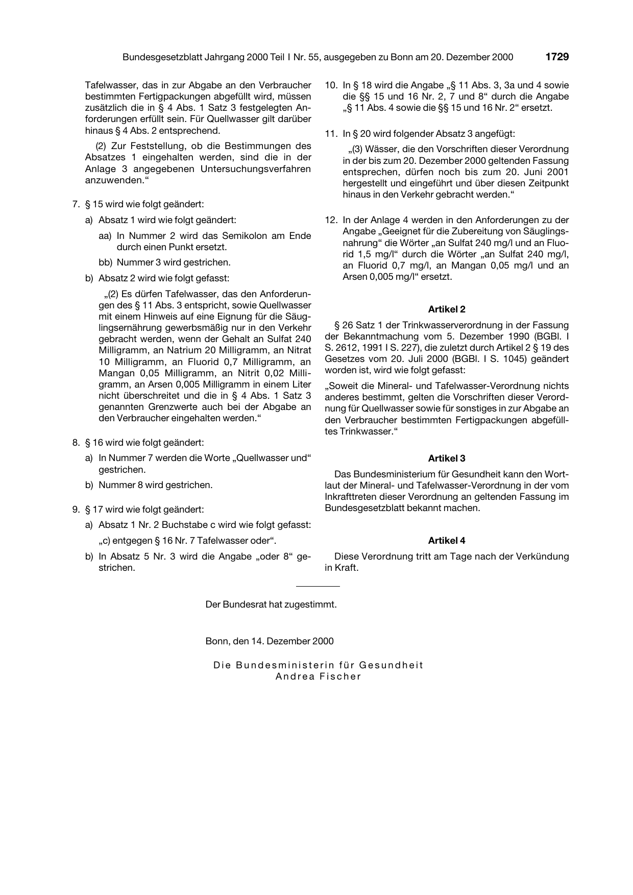 BGBl. 2000, Seite 1729 — Originalseite als Abbildung