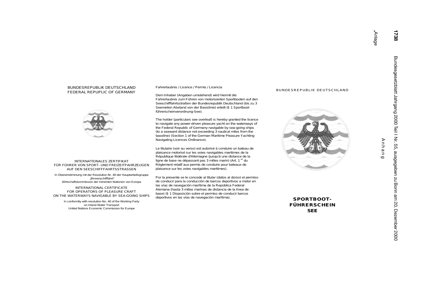 BGBl. 2000, Seite 1738 — Originalseite als Abbildung