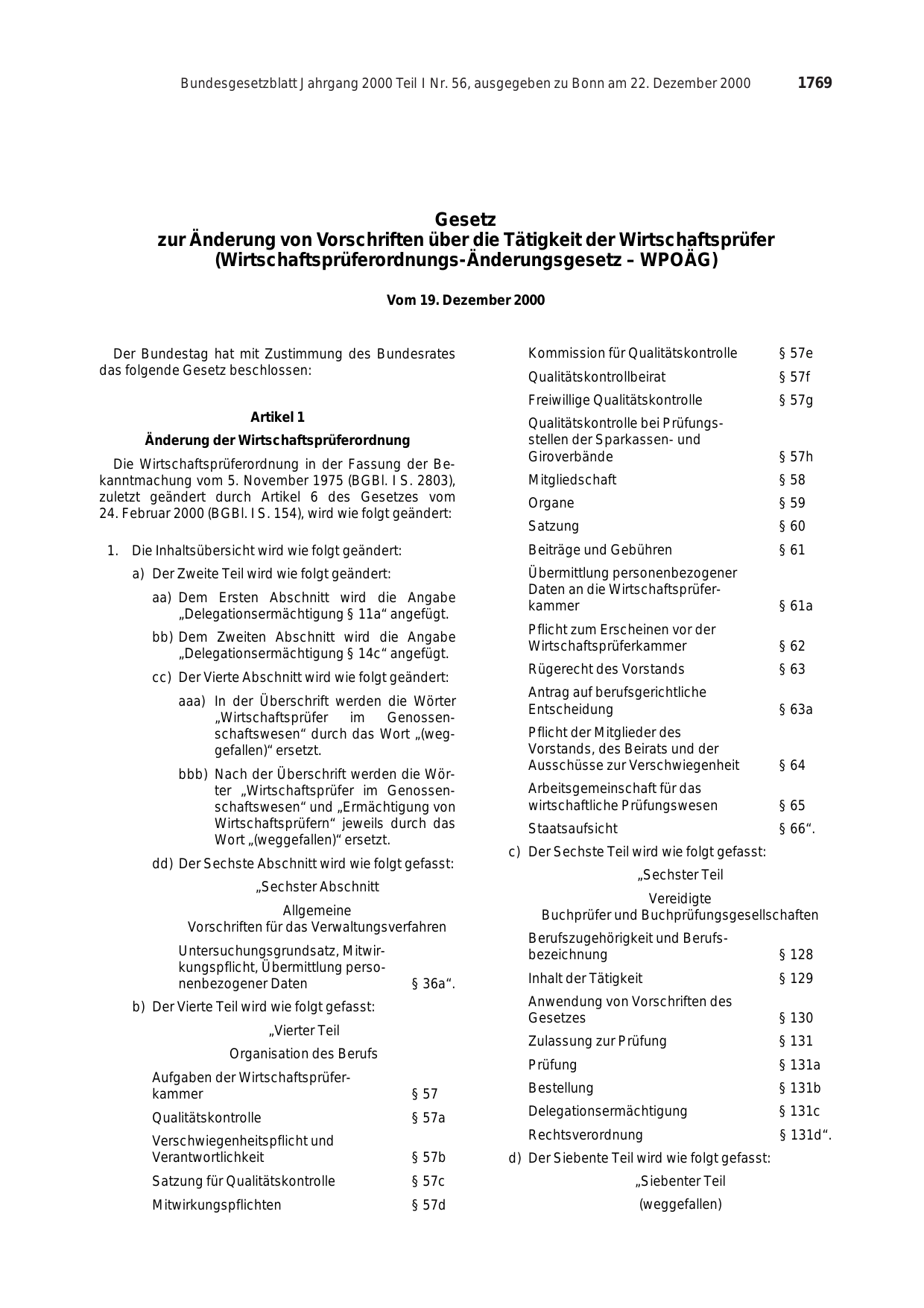 BGBl. 2000, Seite 1769 — Originalseite als Abbildung