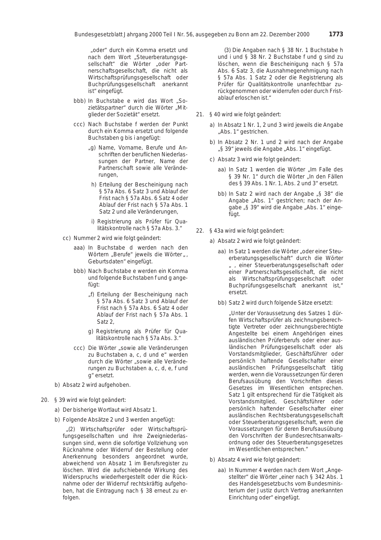 BGBl. 2000, Seite 1773 — Originalseite als Abbildung