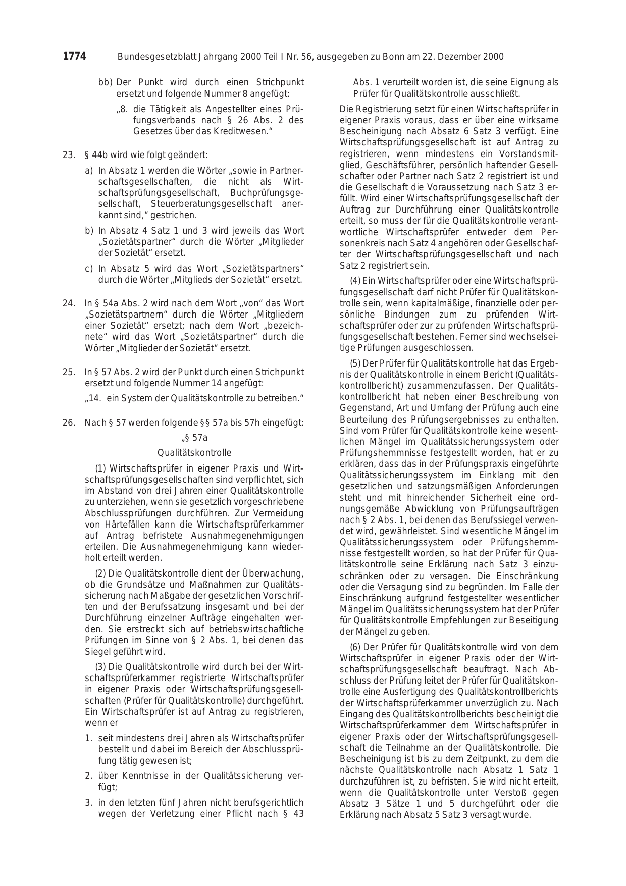BGBl. 2000, Seite 1774 — Originalseite als Abbildung