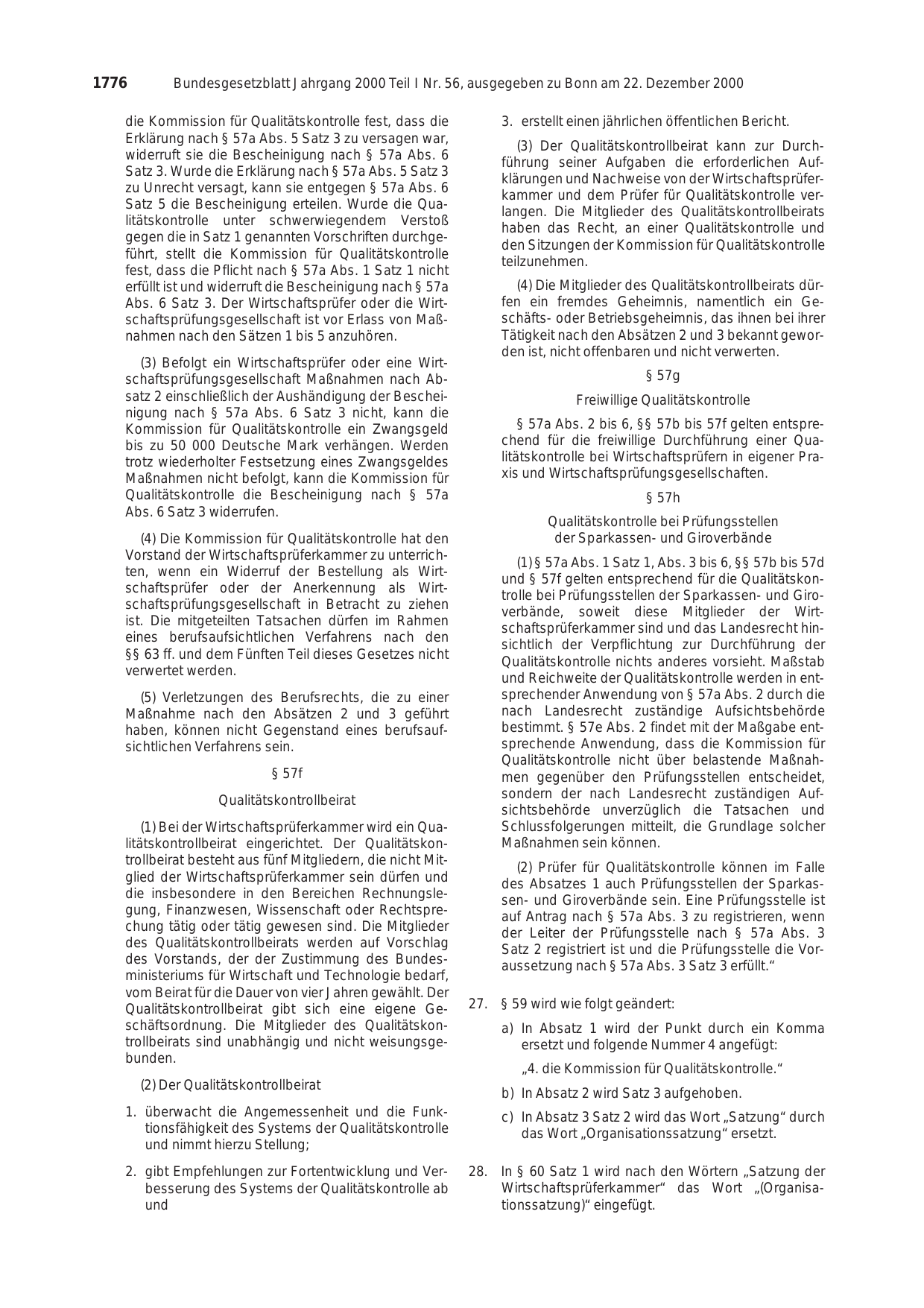 BGBl. 2000, Seite 1776 — Originalseite als Abbildung
