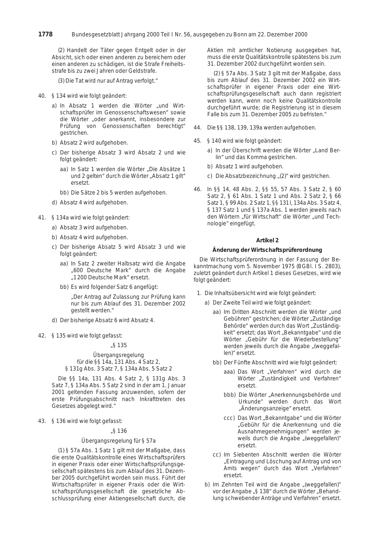 BGBl. 2000, Seite 1778 — Originalseite als Abbildung