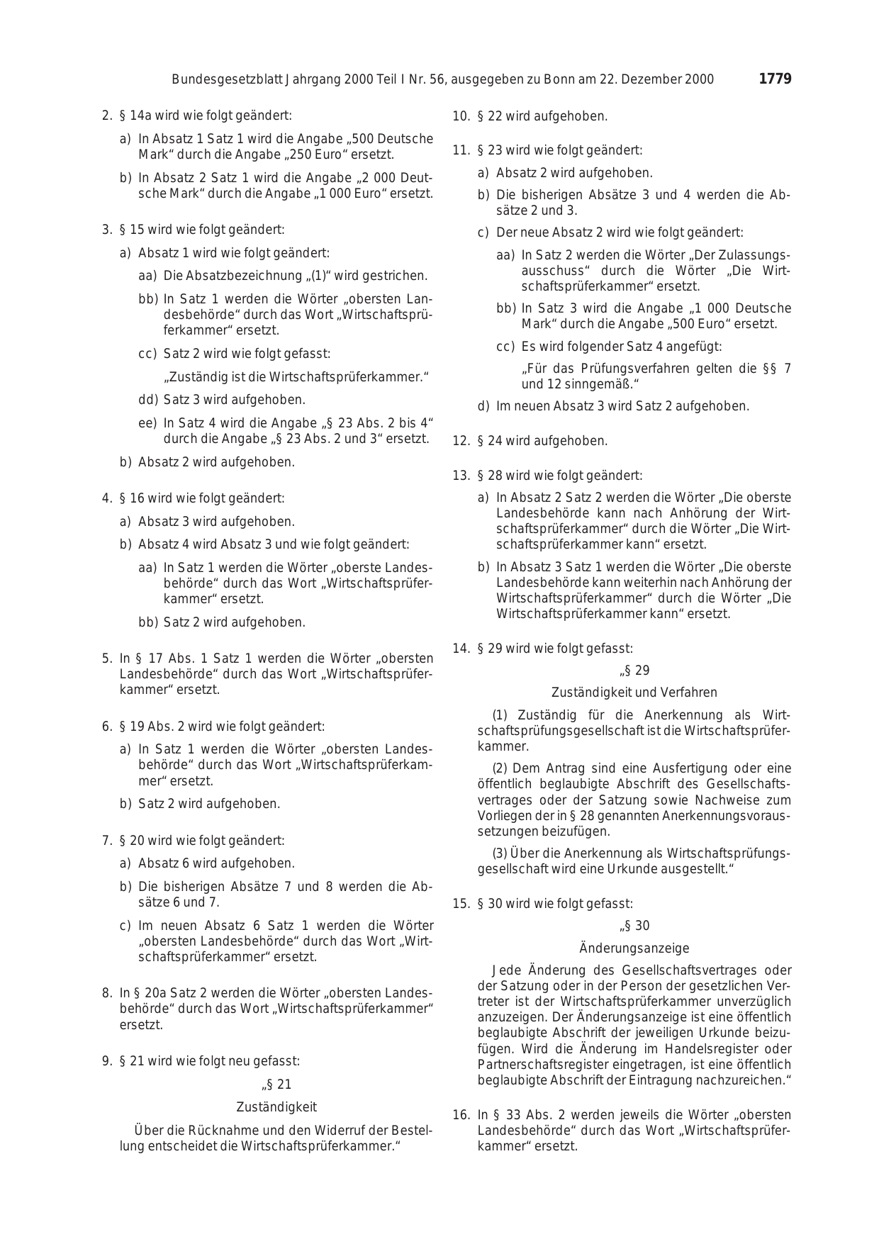 BGBl. 2000, Seite 1779 — Originalseite als Abbildung