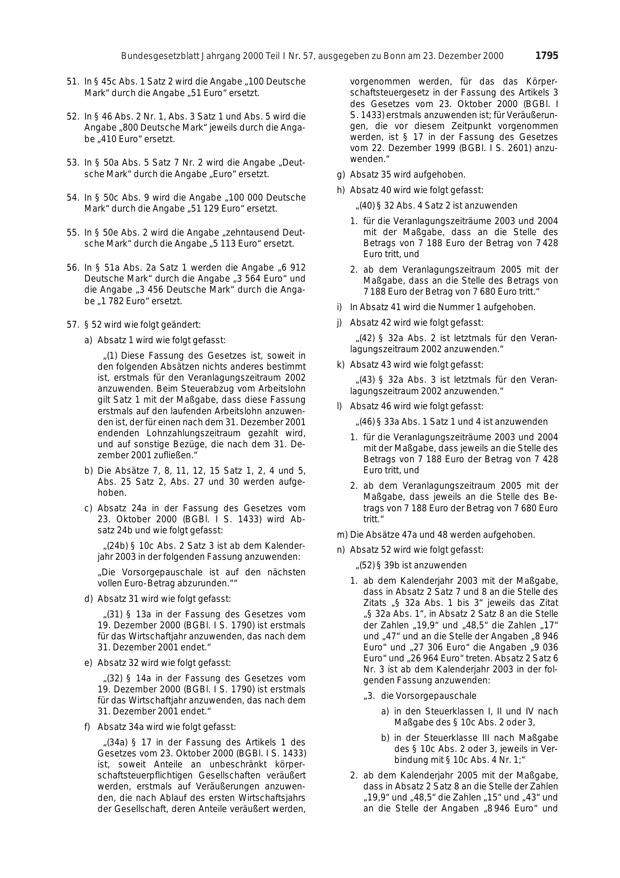 BGBl. 2000, Seite 1795 — Originalseite als Abbildung