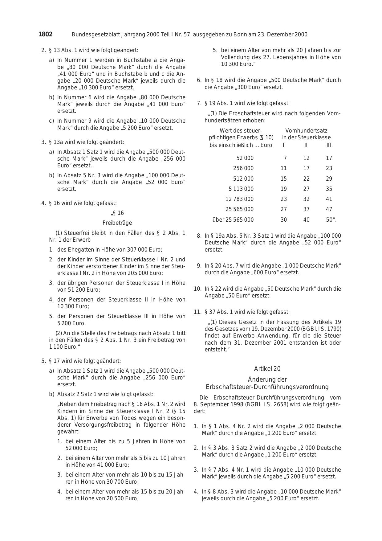 BGBl. 2000, Seite 1802 — Originalseite als Abbildung
