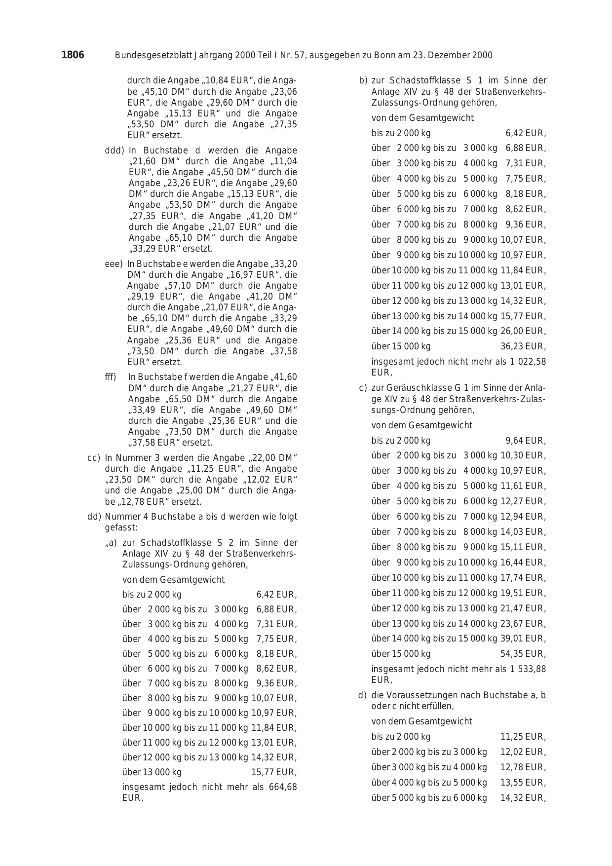 BGBl. 2000, Seite 1806 — Originalseite als Abbildung
