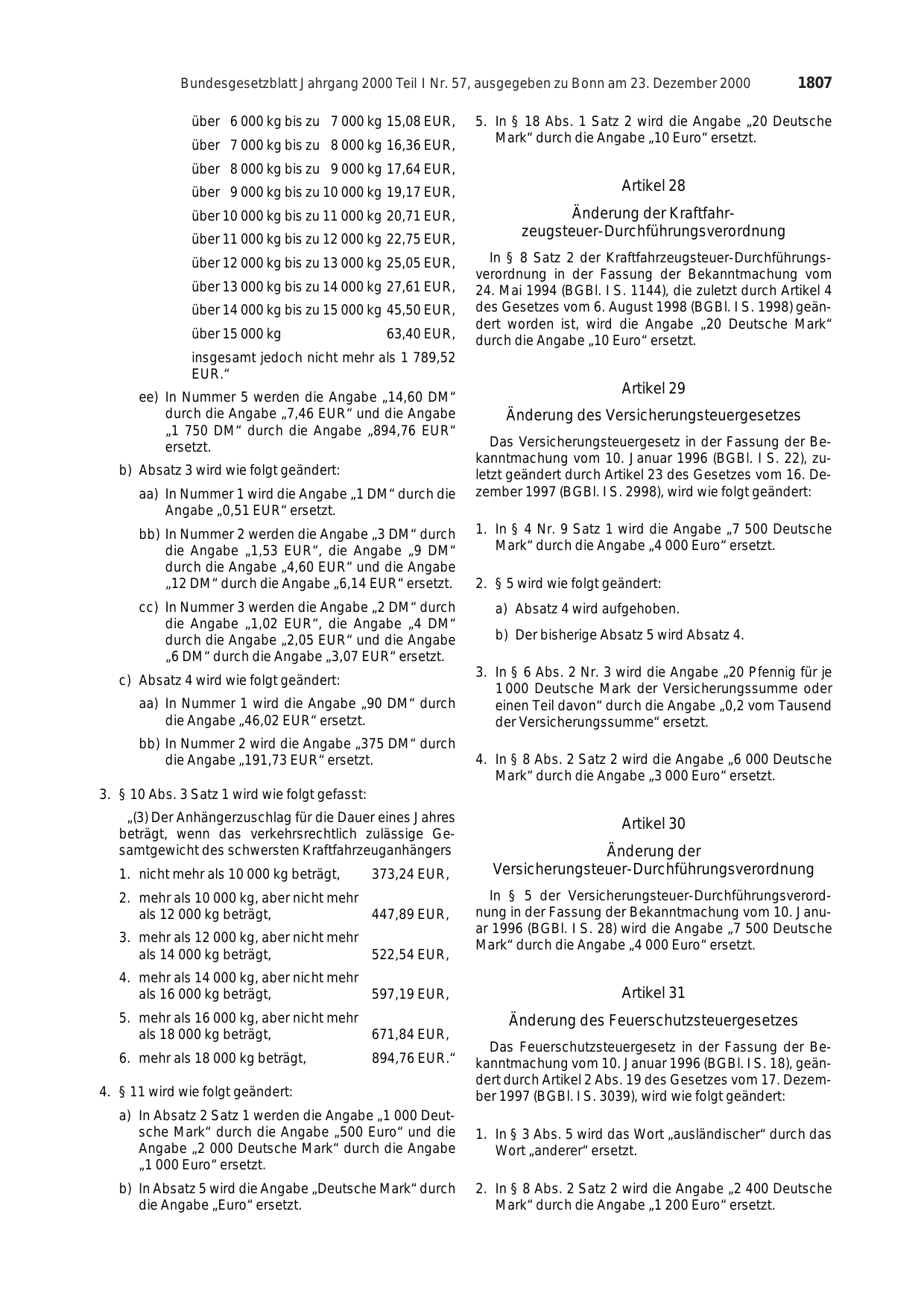 BGBl. 2000, Seite 1807 — Originalseite als Abbildung