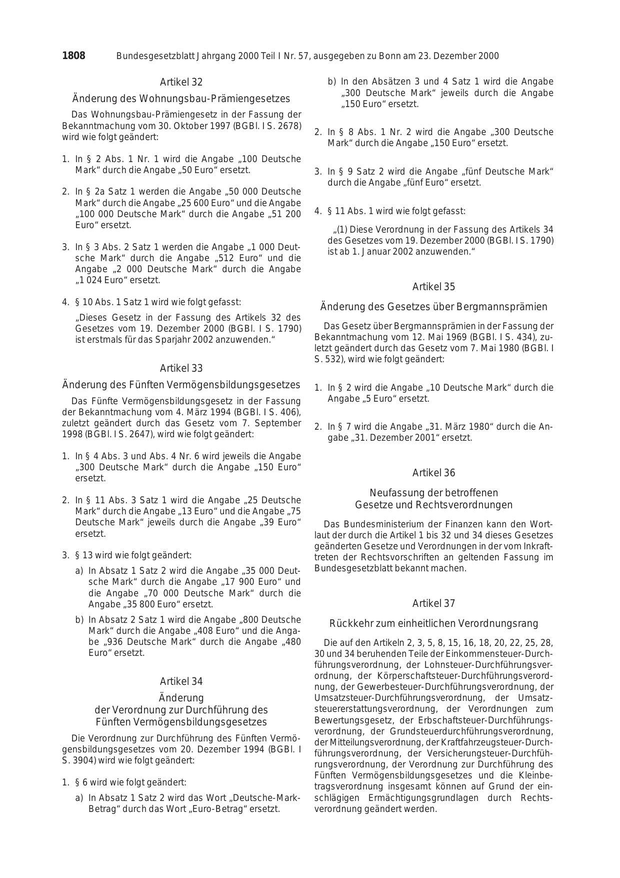 BGBl. 2000, Seite 1808 — Originalseite als Abbildung