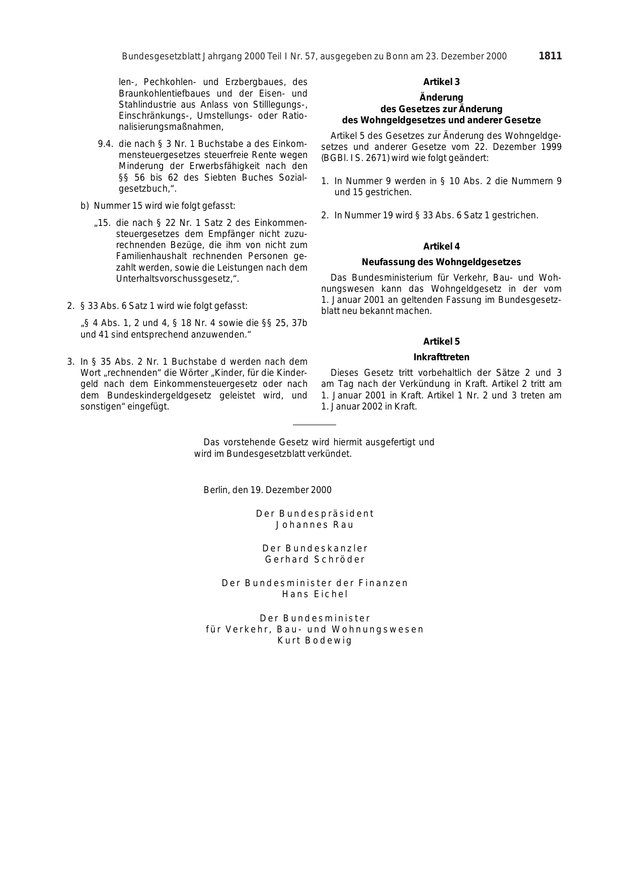 BGBl. 2000, Seite 1811 — Originalseite als Abbildung