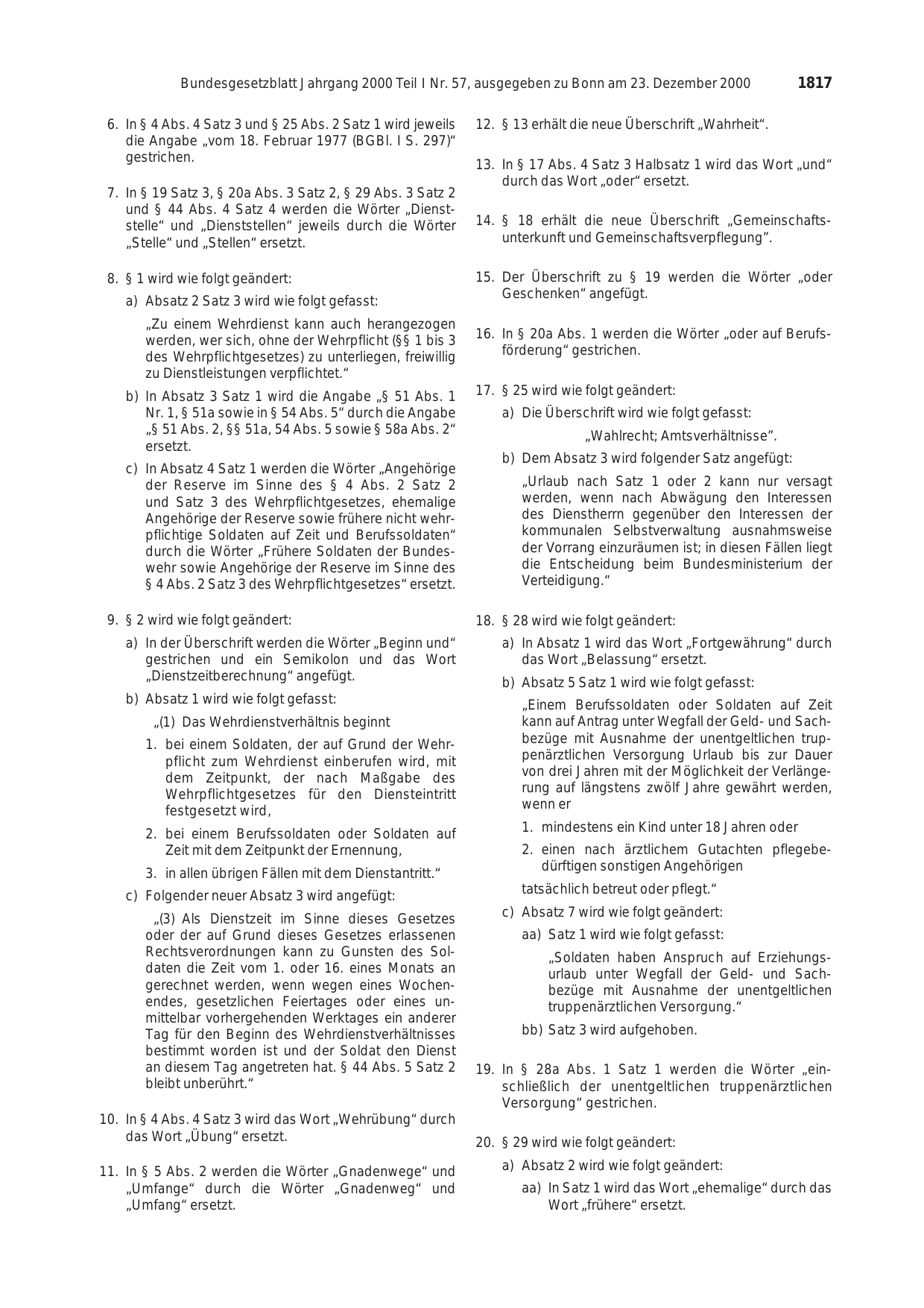 BGBl. 2000, Seite 1817 — Originalseite als Abbildung