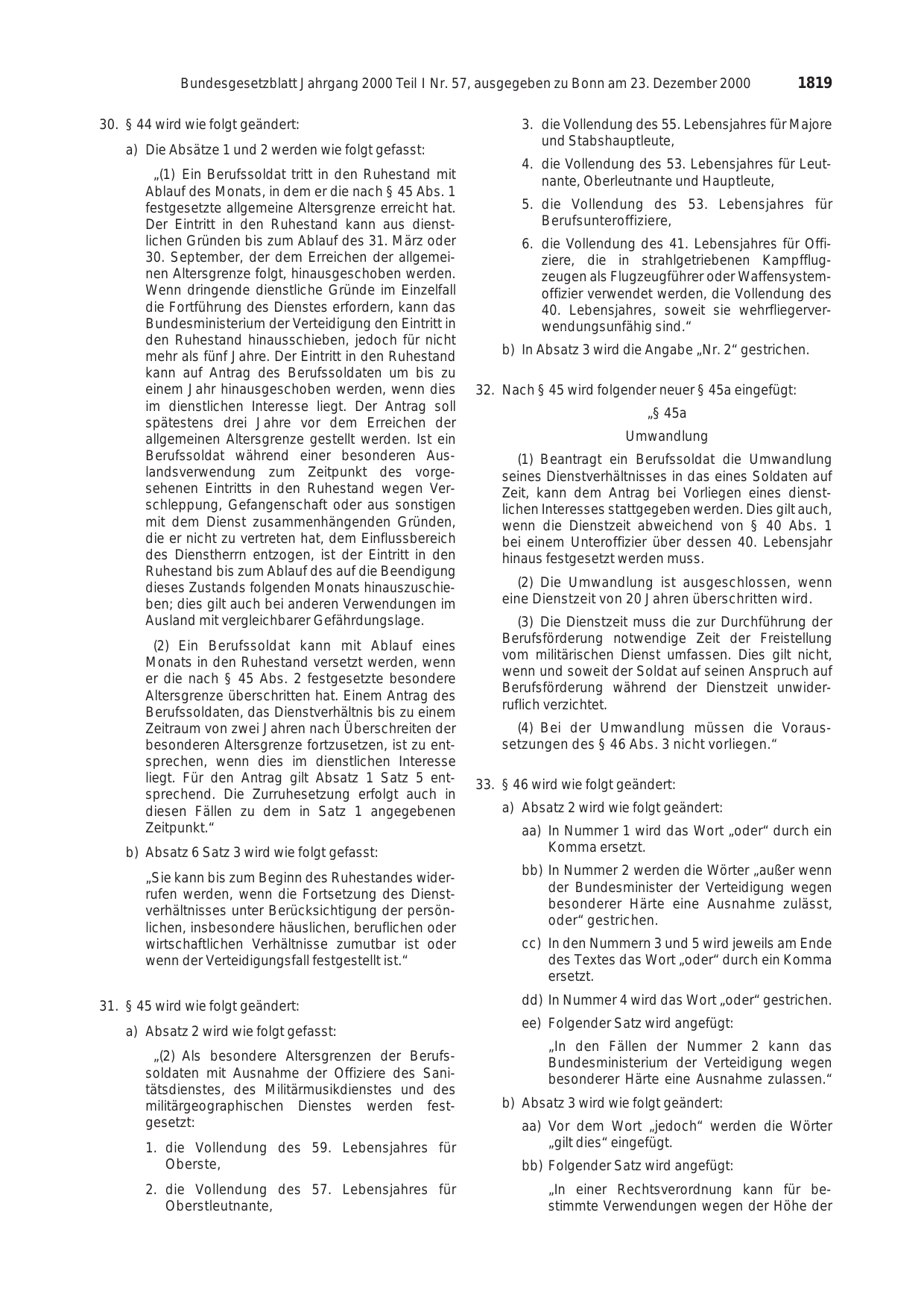 BGBl. 2000, Seite 1819 — Originalseite als Abbildung