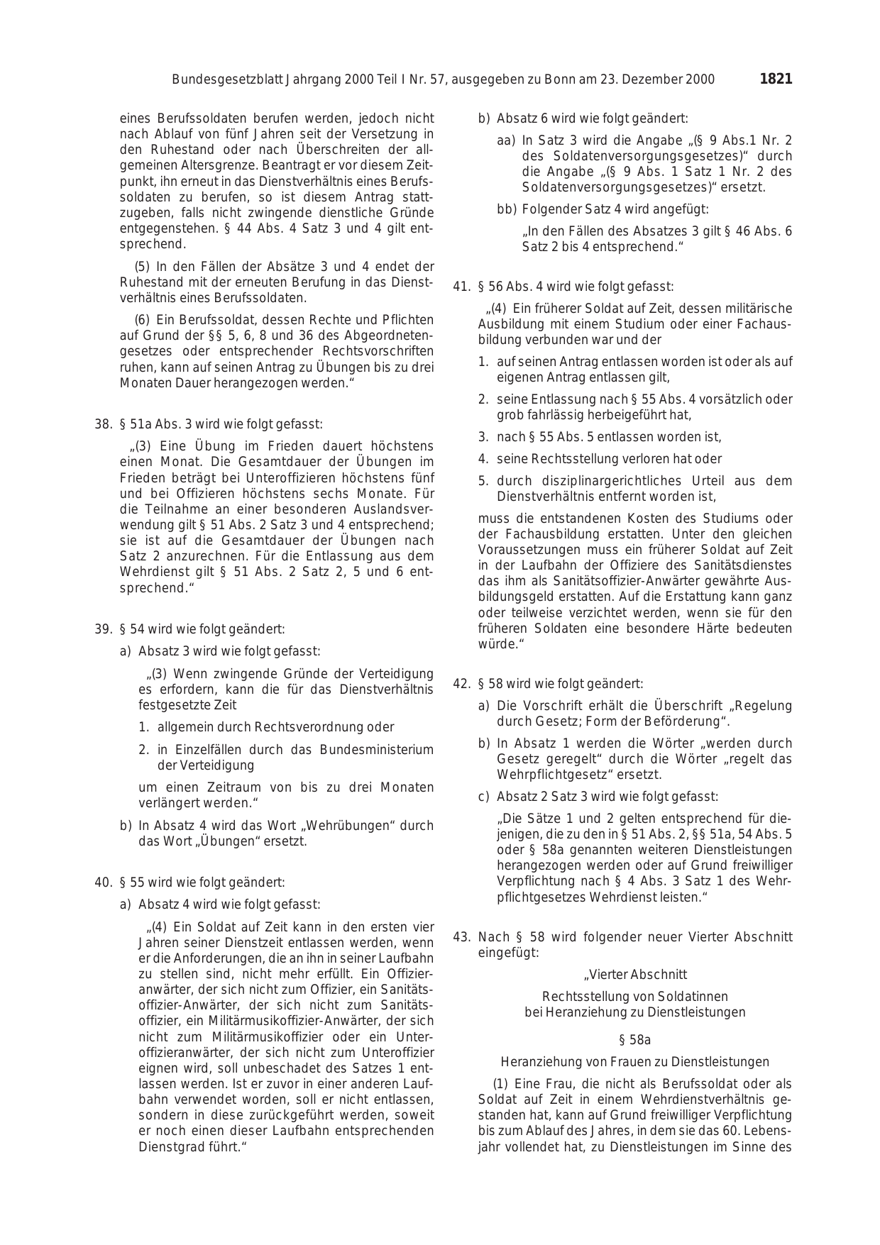BGBl. 2000, Seite 1821 — Originalseite als Abbildung