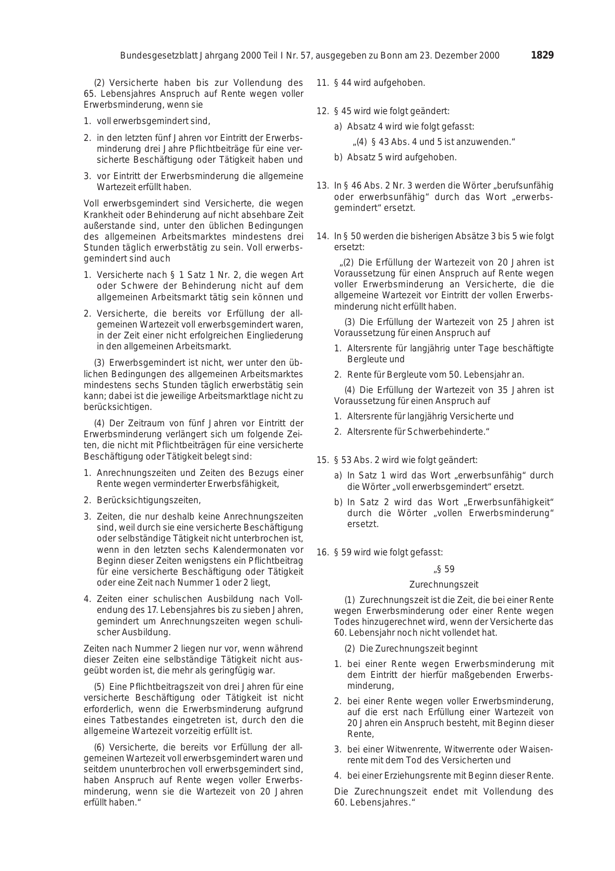BGBl. 2000, Seite 1829 — Originalseite als Abbildung