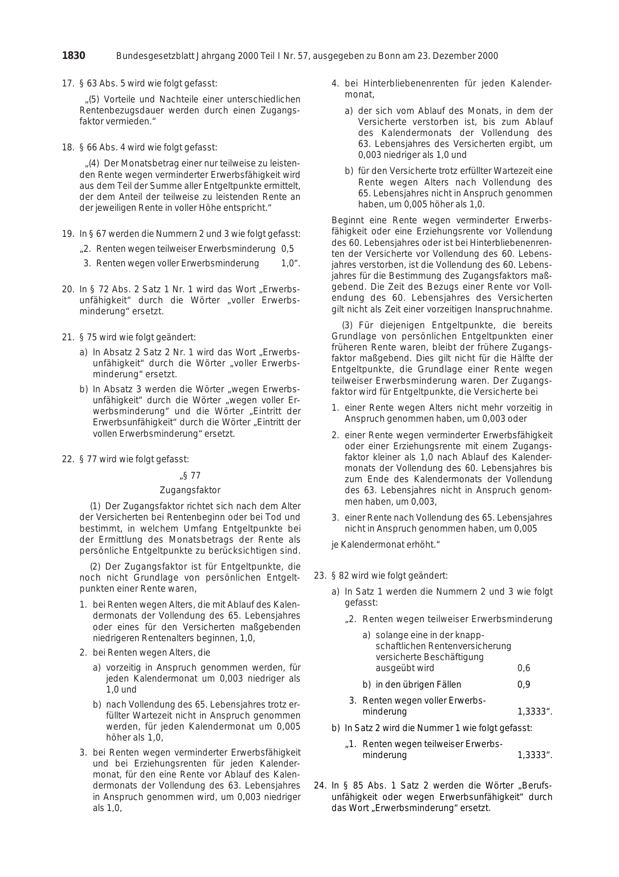 BGBl. 2000, Seite 1830 — Originalseite als Abbildung