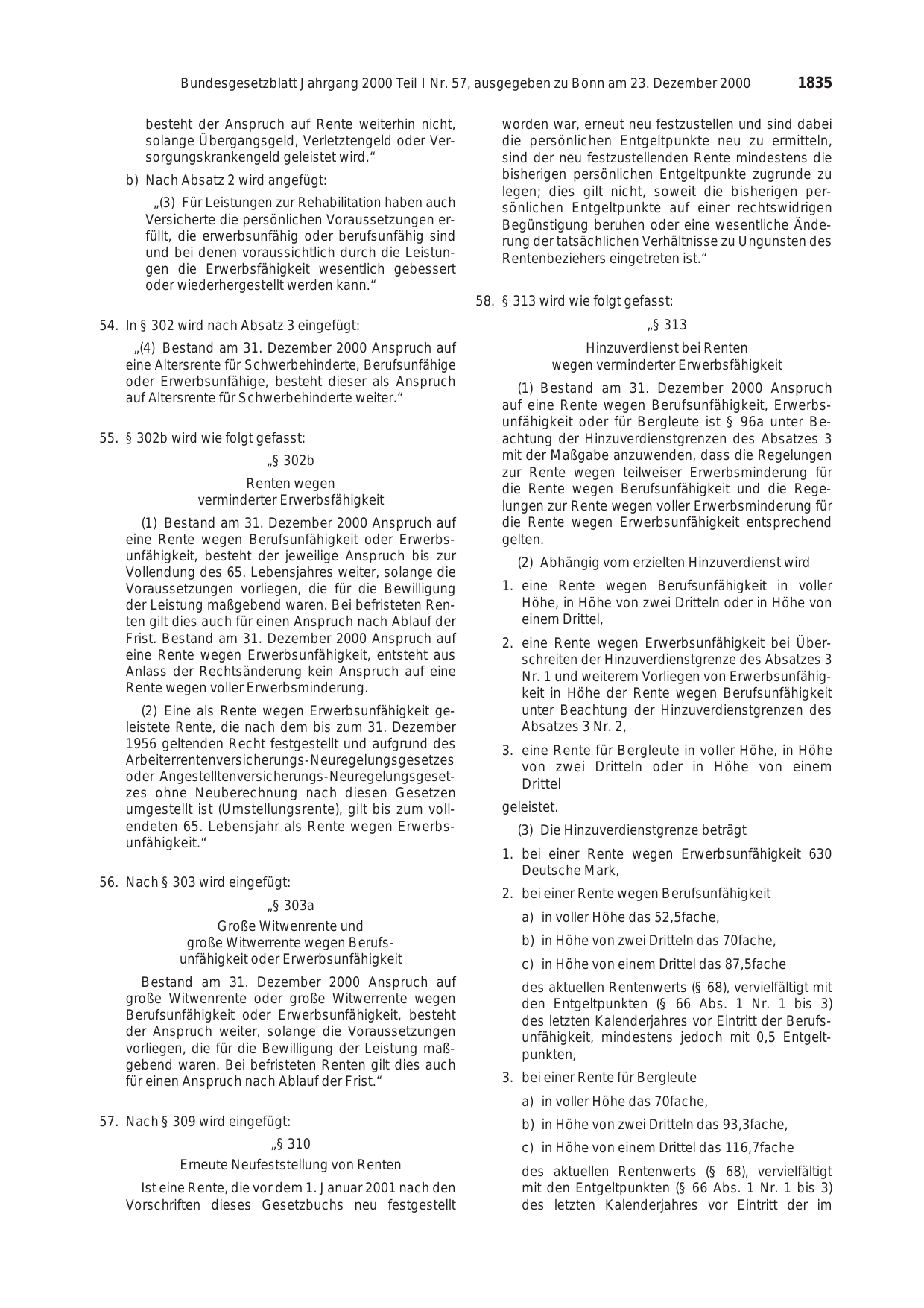 BGBl. 2000, Seite 1835 — Originalseite als Abbildung