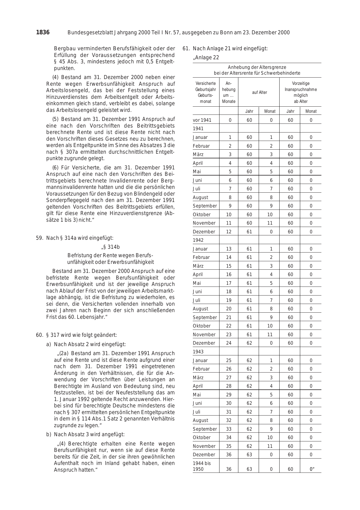 BGBl. 2000, Seite 1836 — Originalseite als Abbildung