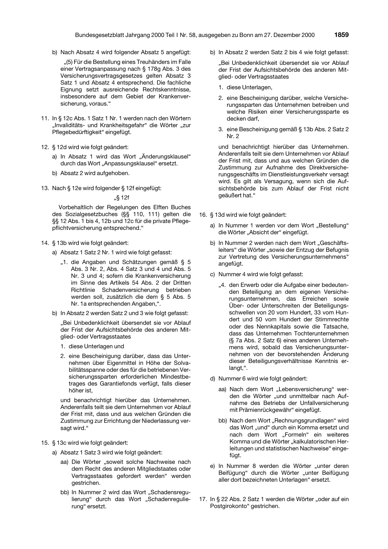 BGBl. 2000, Seite 1859 — Originalseite als Abbildung
