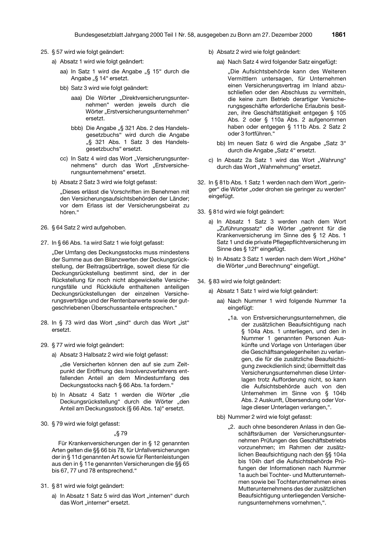 BGBl. 2000, Seite 1861 — Originalseite als Abbildung