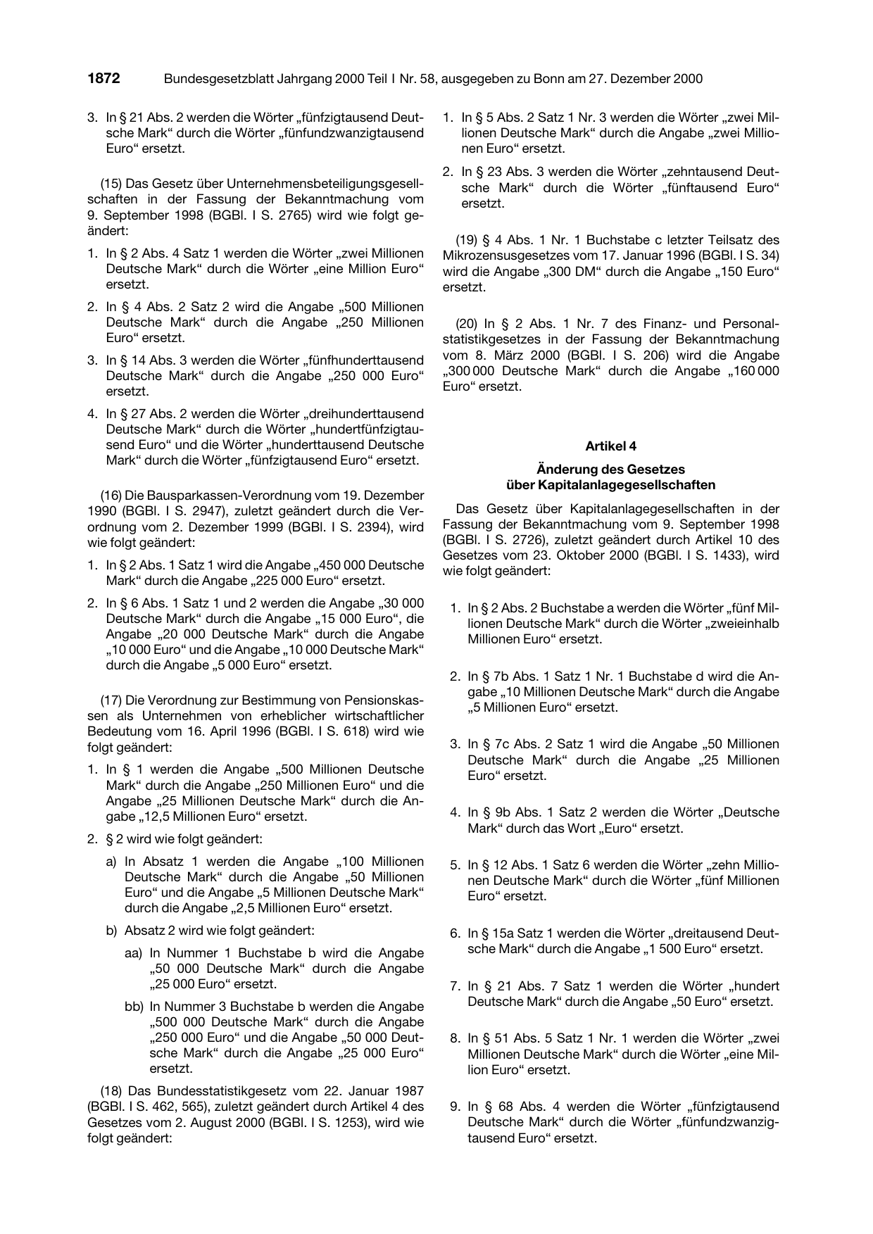 BGBl. 2000, Seite 1872 — Originalseite als Abbildung