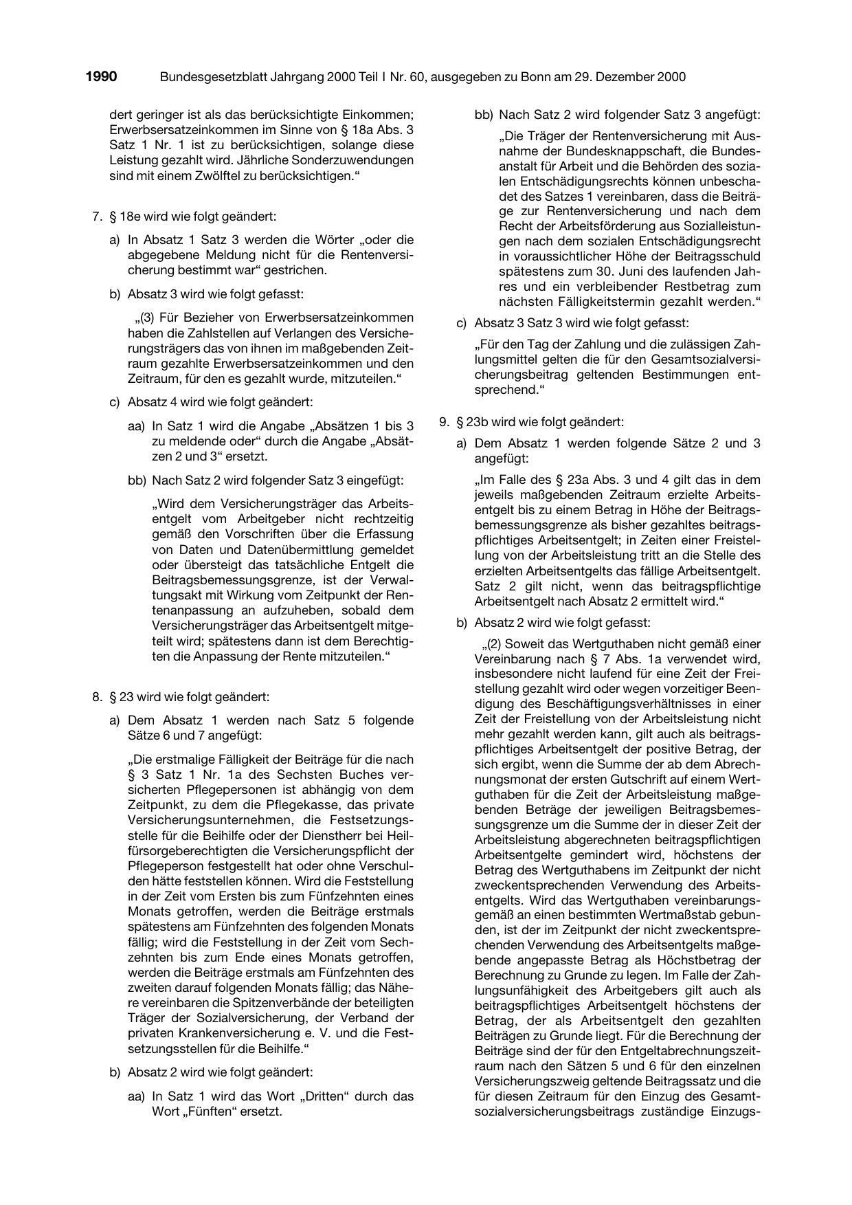 BGBl. 2000, Seite 1990 — Originalseite als Abbildung