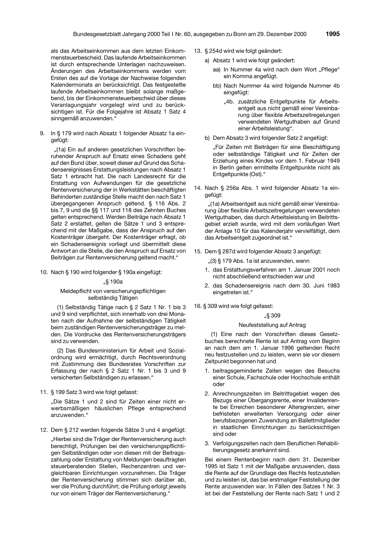 BGBl. 2000, Seite 1995 — Originalseite als Abbildung
