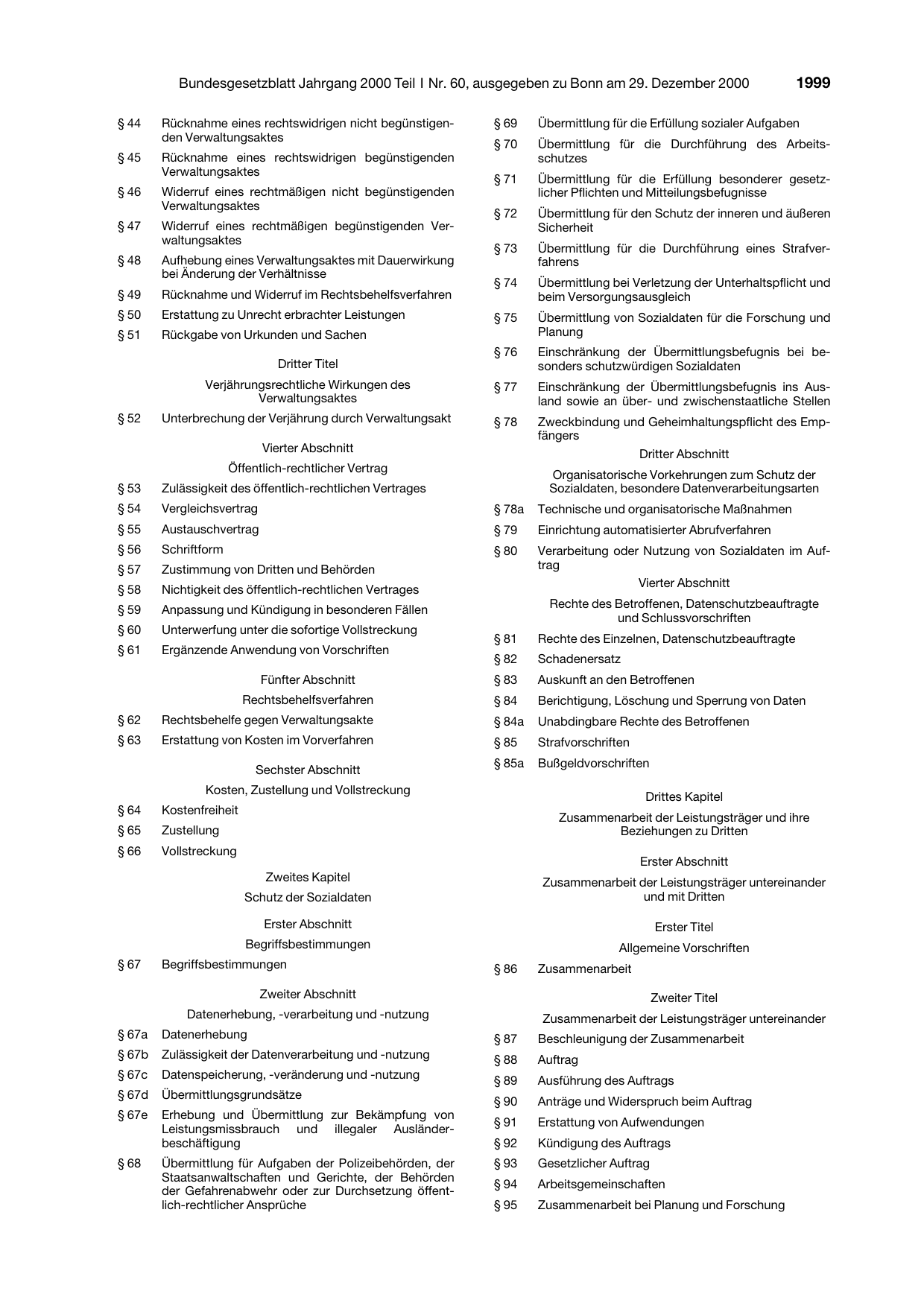 BGBl. 2000, Seite 1999 — Originalseite als Abbildung