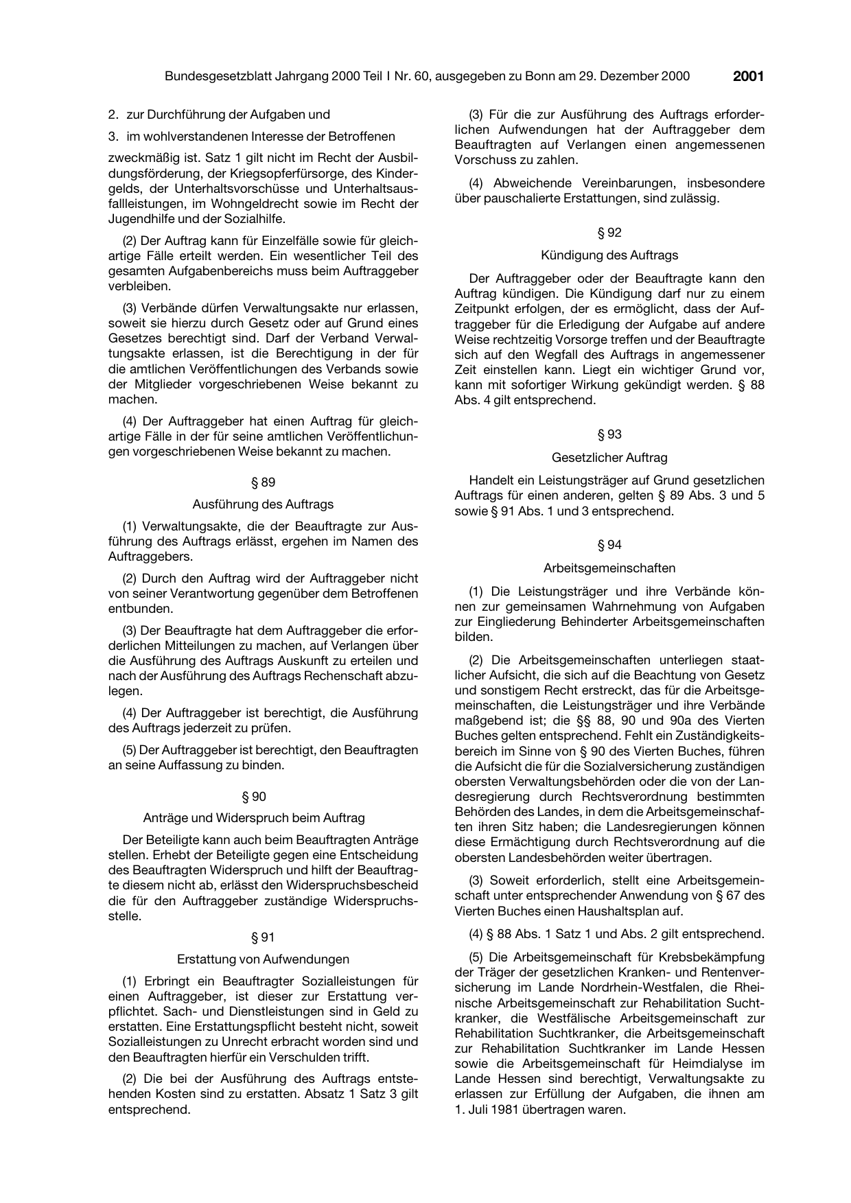 BGBl. 2000, Seite 2001 — Originalseite als Abbildung