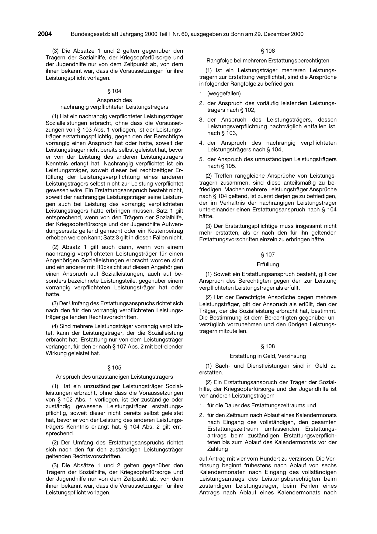 BGBl. 2000, Seite 2004 — Originalseite als Abbildung