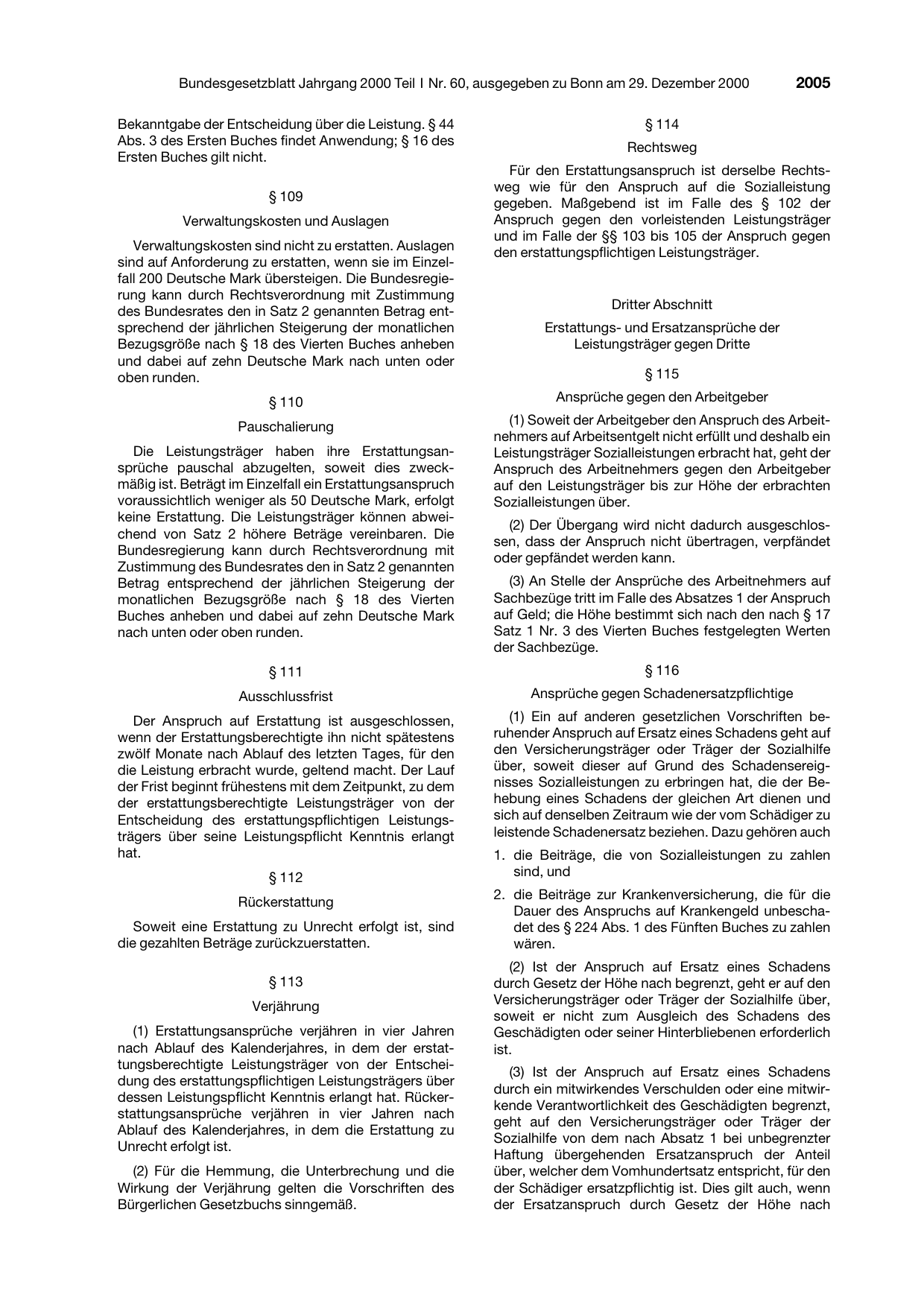 BGBl. 2000, Seite 2005 — Originalseite als Abbildung
