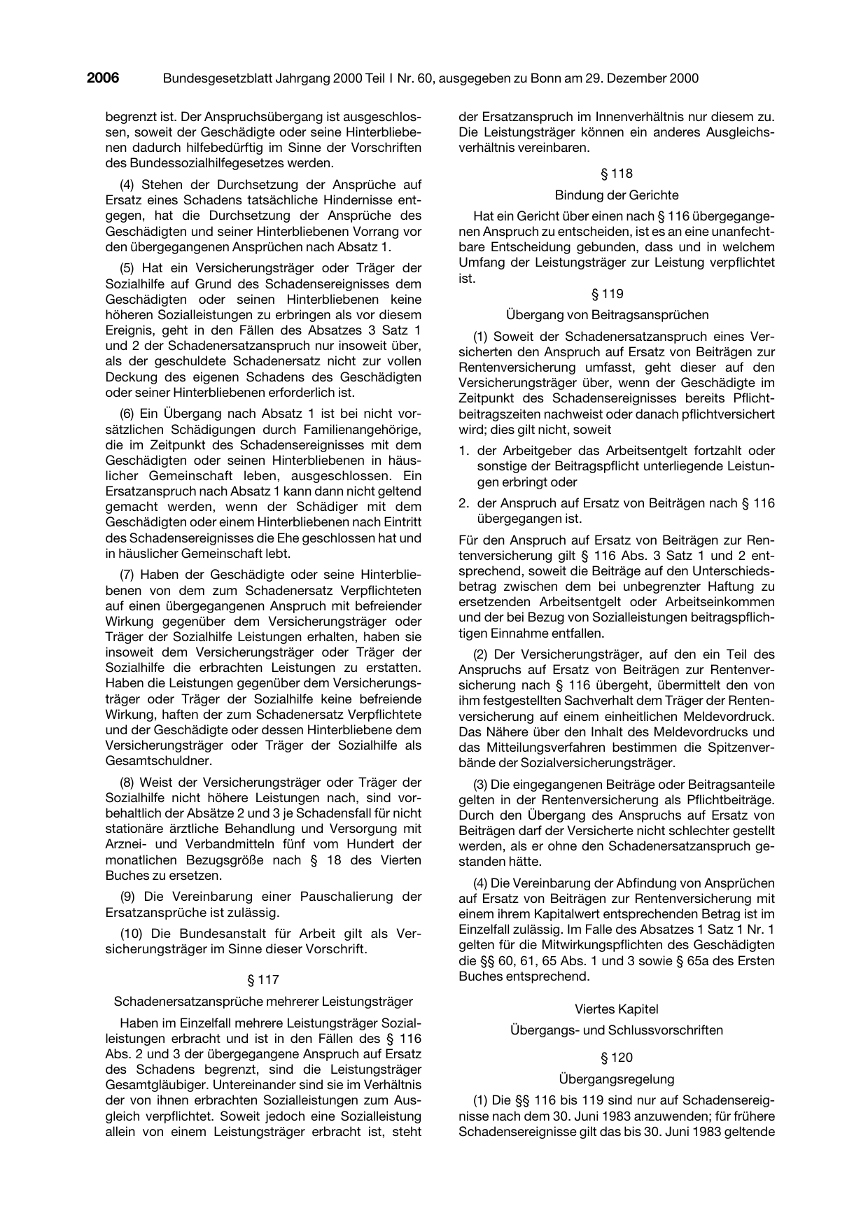 BGBl. 2000, Seite 2006 — Originalseite als Abbildung