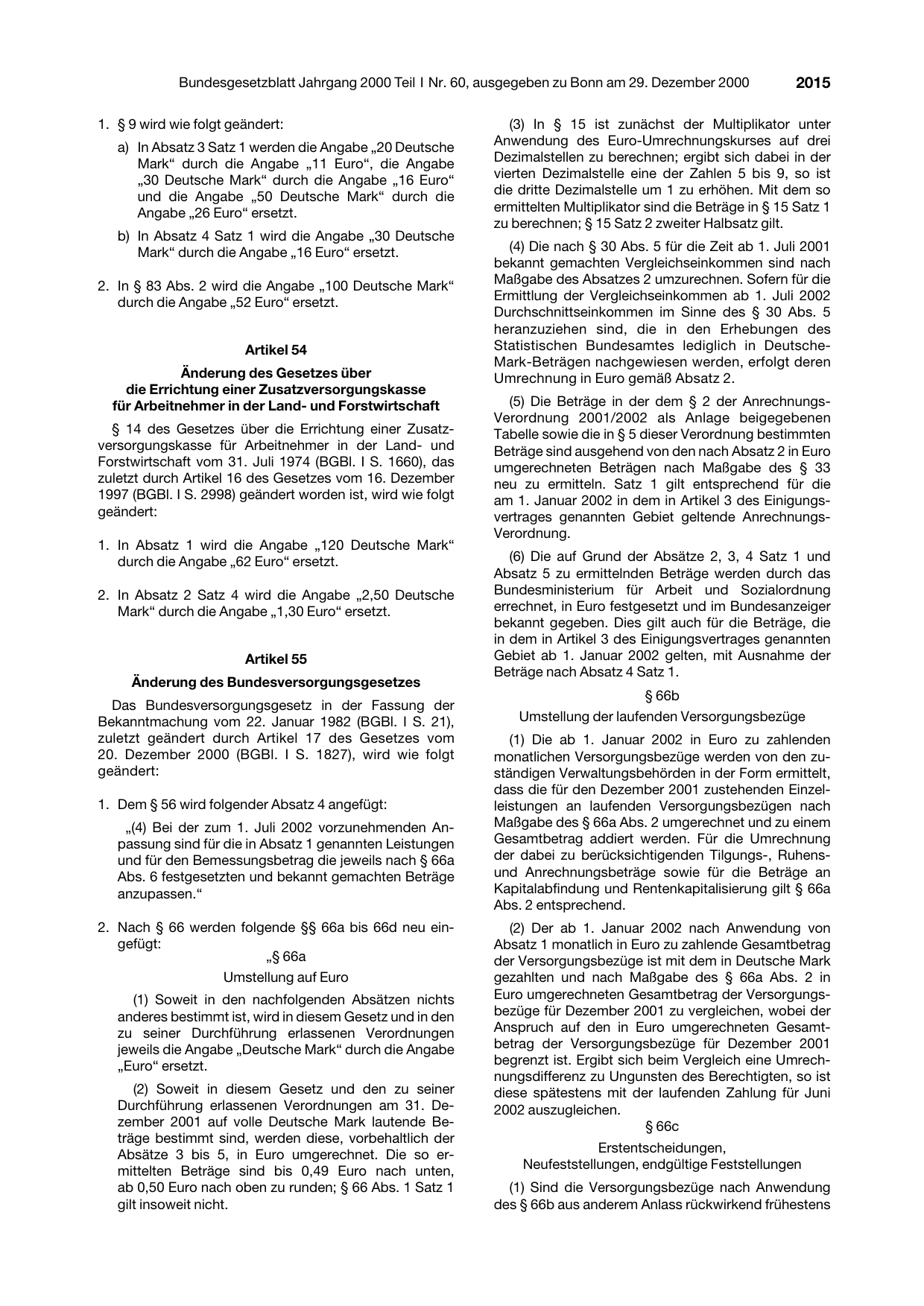 BGBl. 2000, Seite 2015 — Originalseite als Abbildung