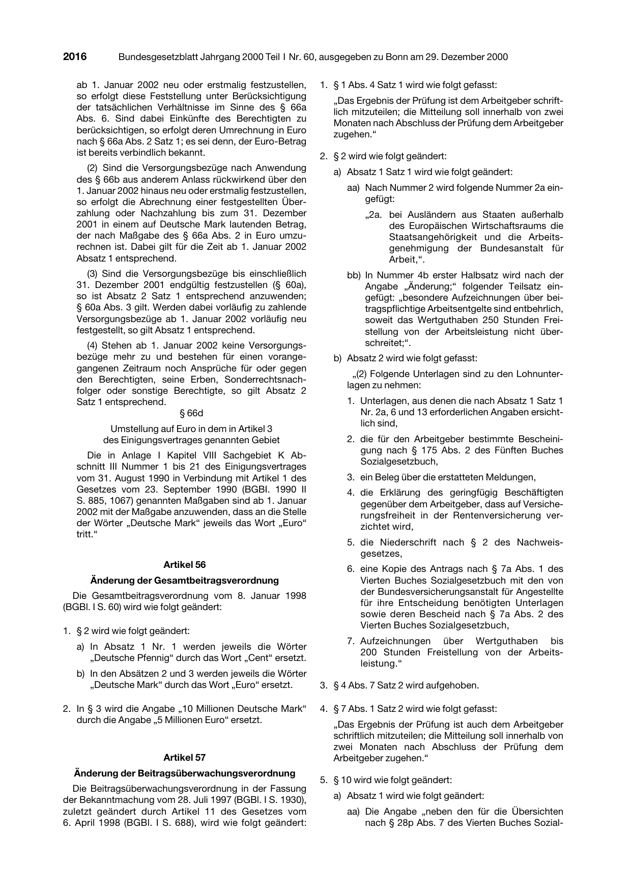 BGBl. 2000, Seite 2016 — Originalseite als Abbildung