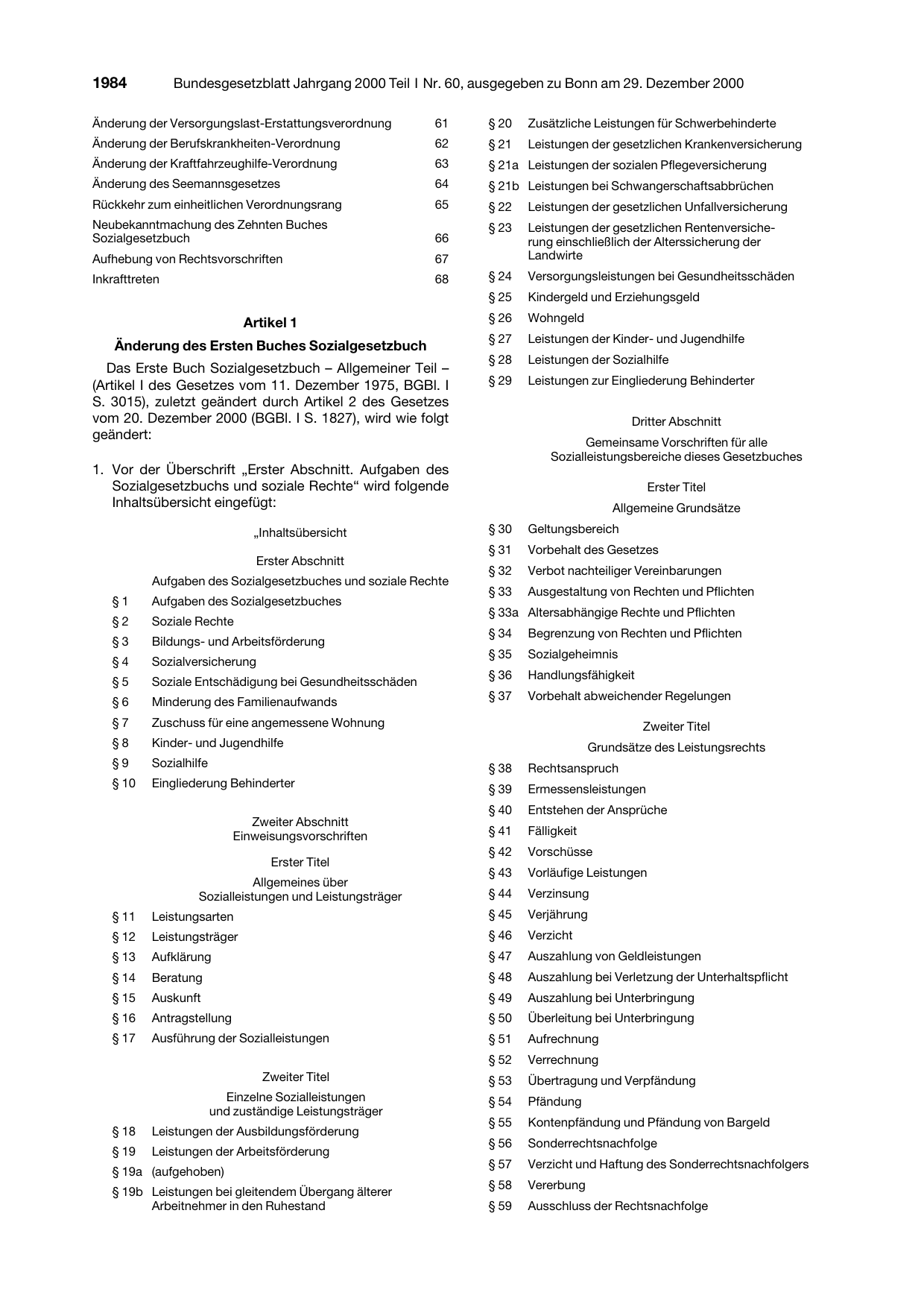 BGBl. 2000, Seite 1984 — Originalseite als Abbildung