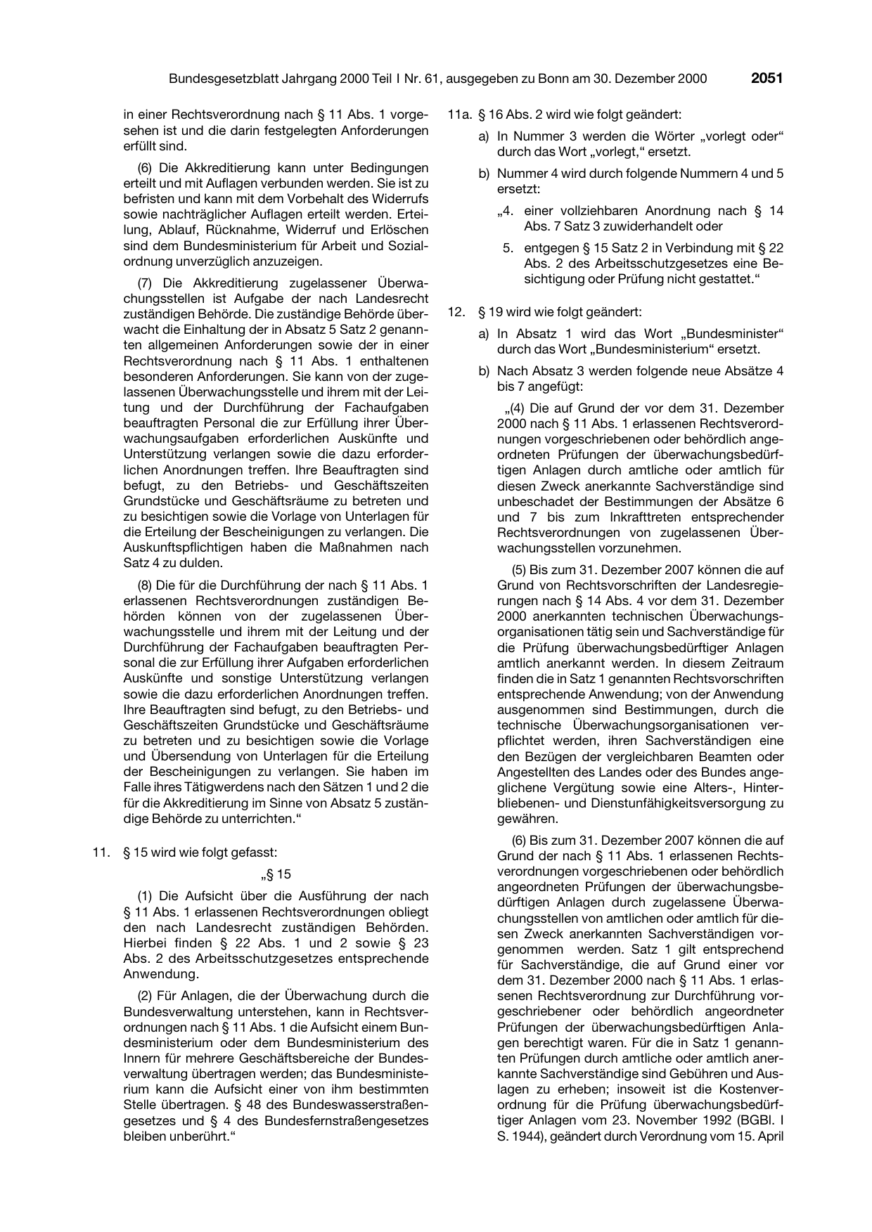 BGBl. 2000, Seite 2051 — Originalseite als Abbildung