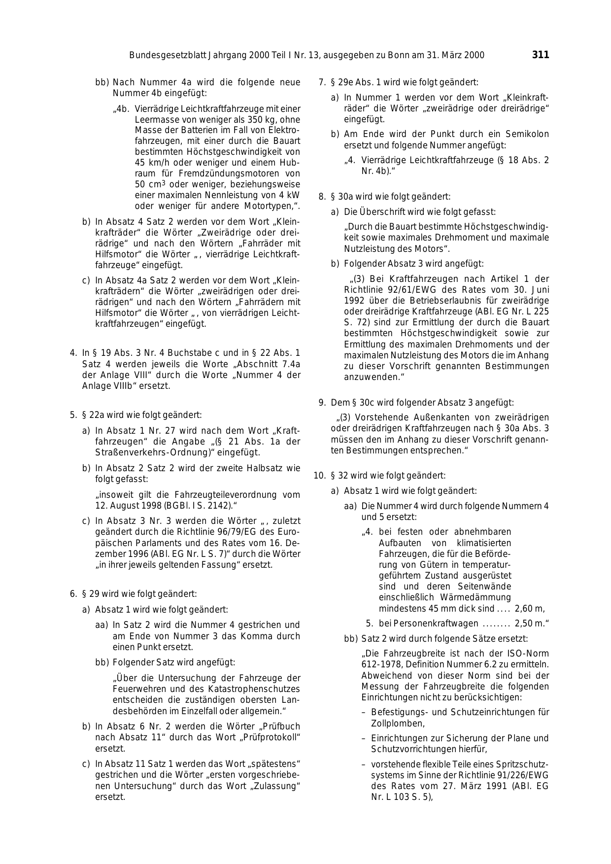 BGBl. 2000, Seite 311 — Originalseite als Abbildung