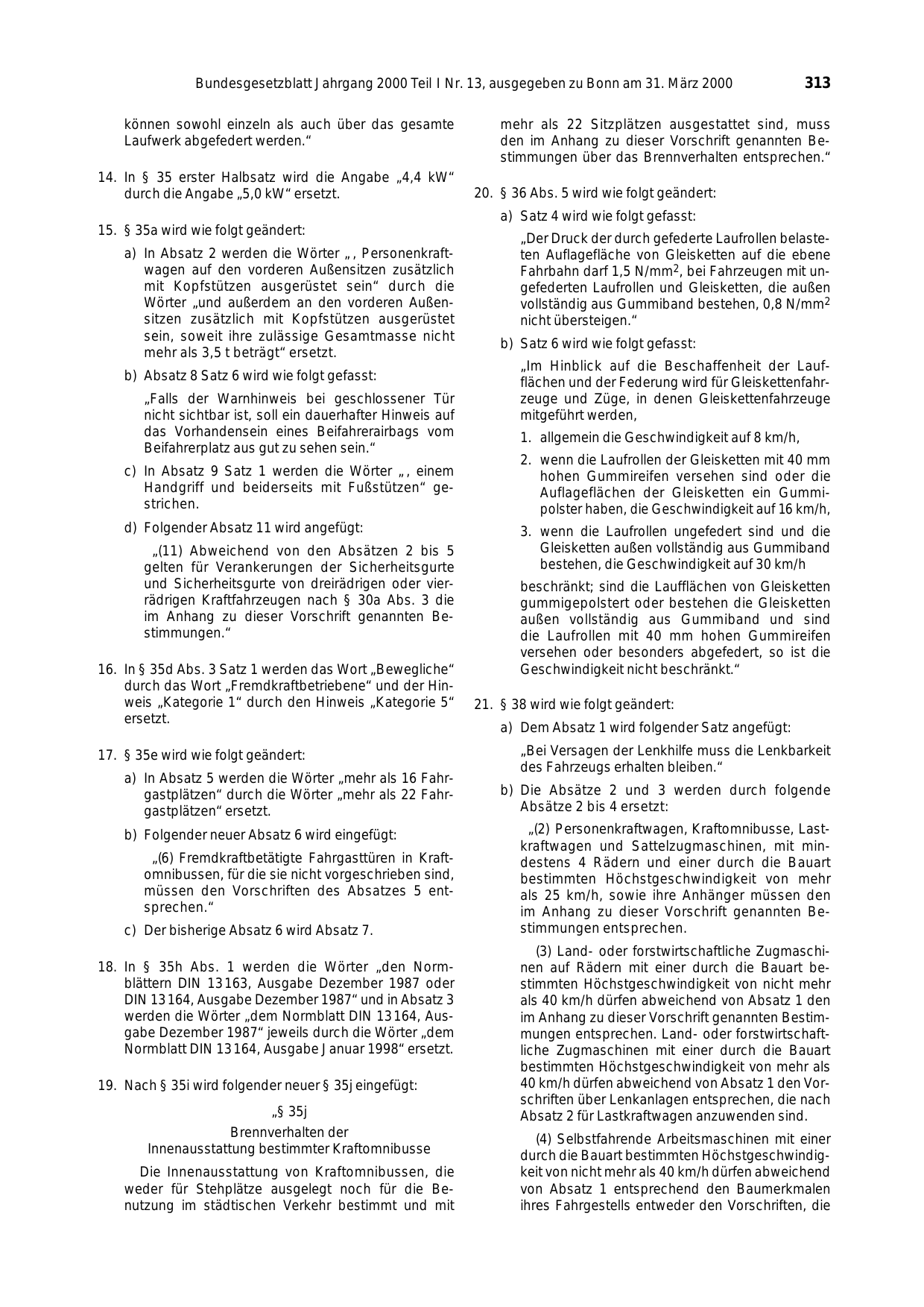 BGBl. 2000, Seite 313 — Originalseite als Abbildung
