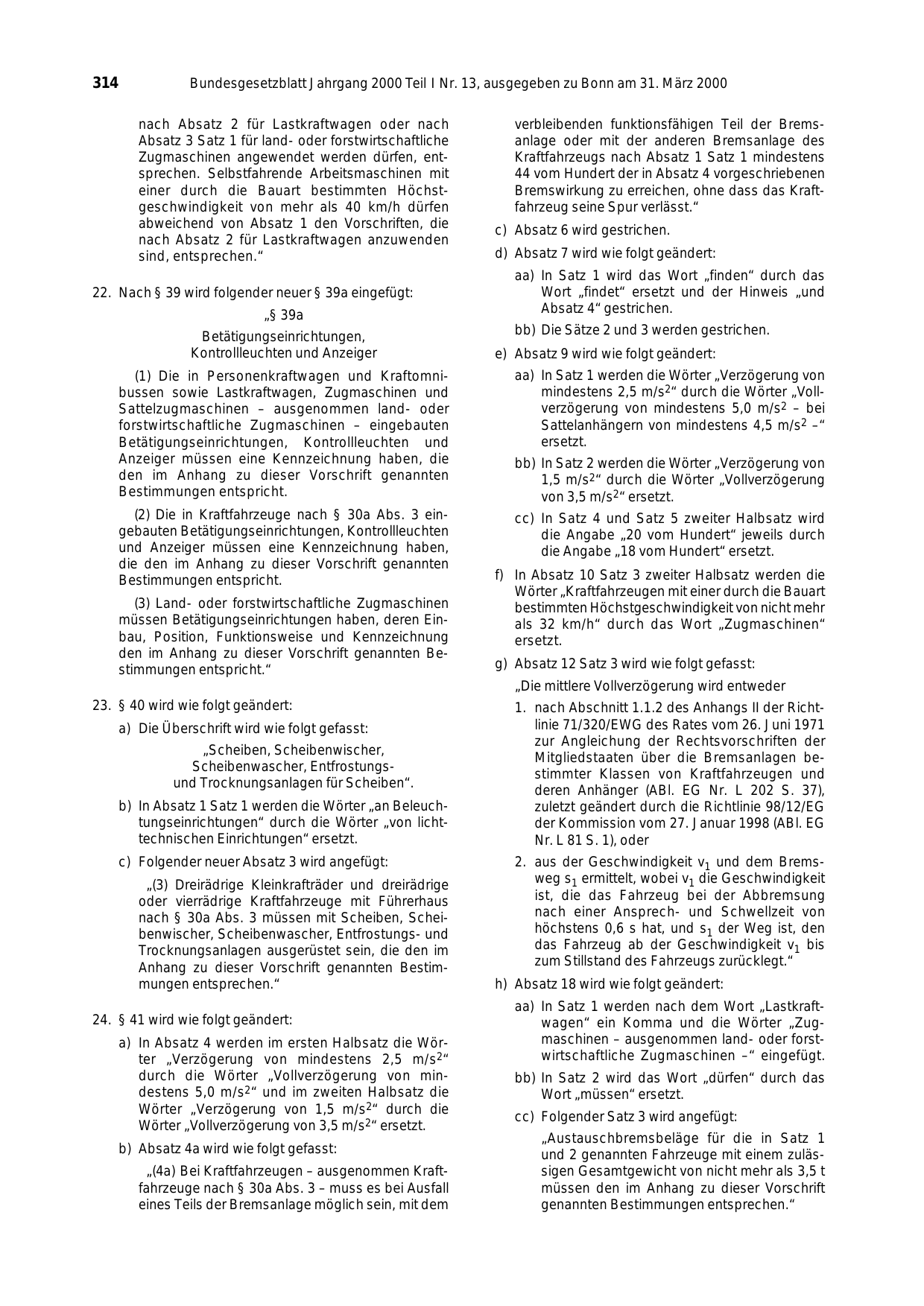 BGBl. 2000, Seite 314 — Originalseite als Abbildung