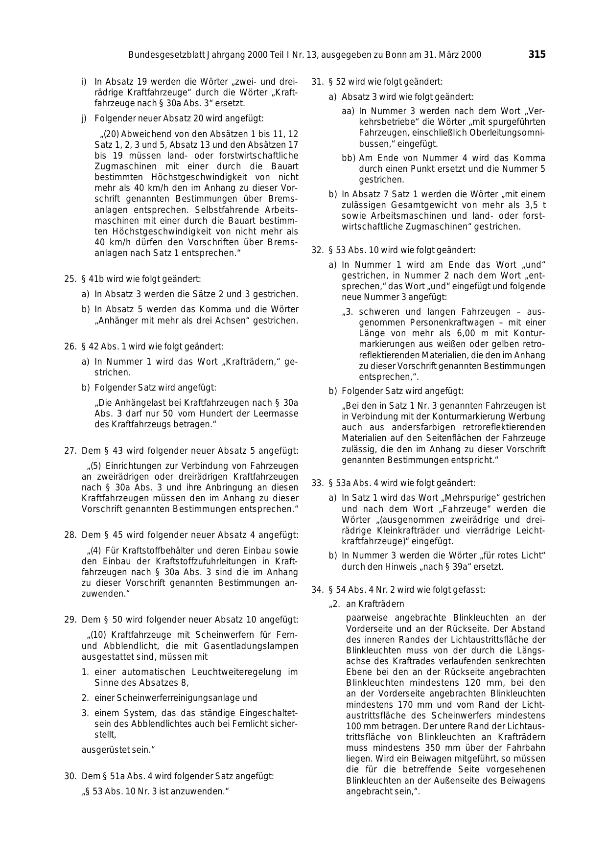 BGBl. 2000, Seite 315 — Originalseite als Abbildung