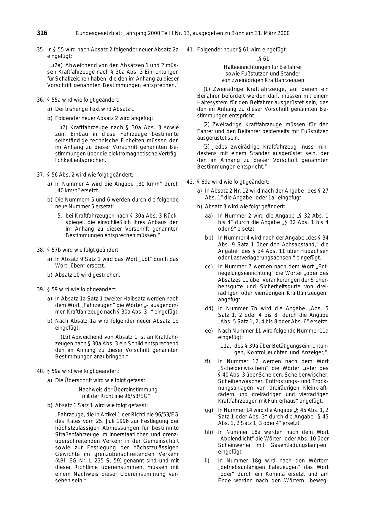 BGBl. 2000, Seite 316 — Originalseite als Abbildung