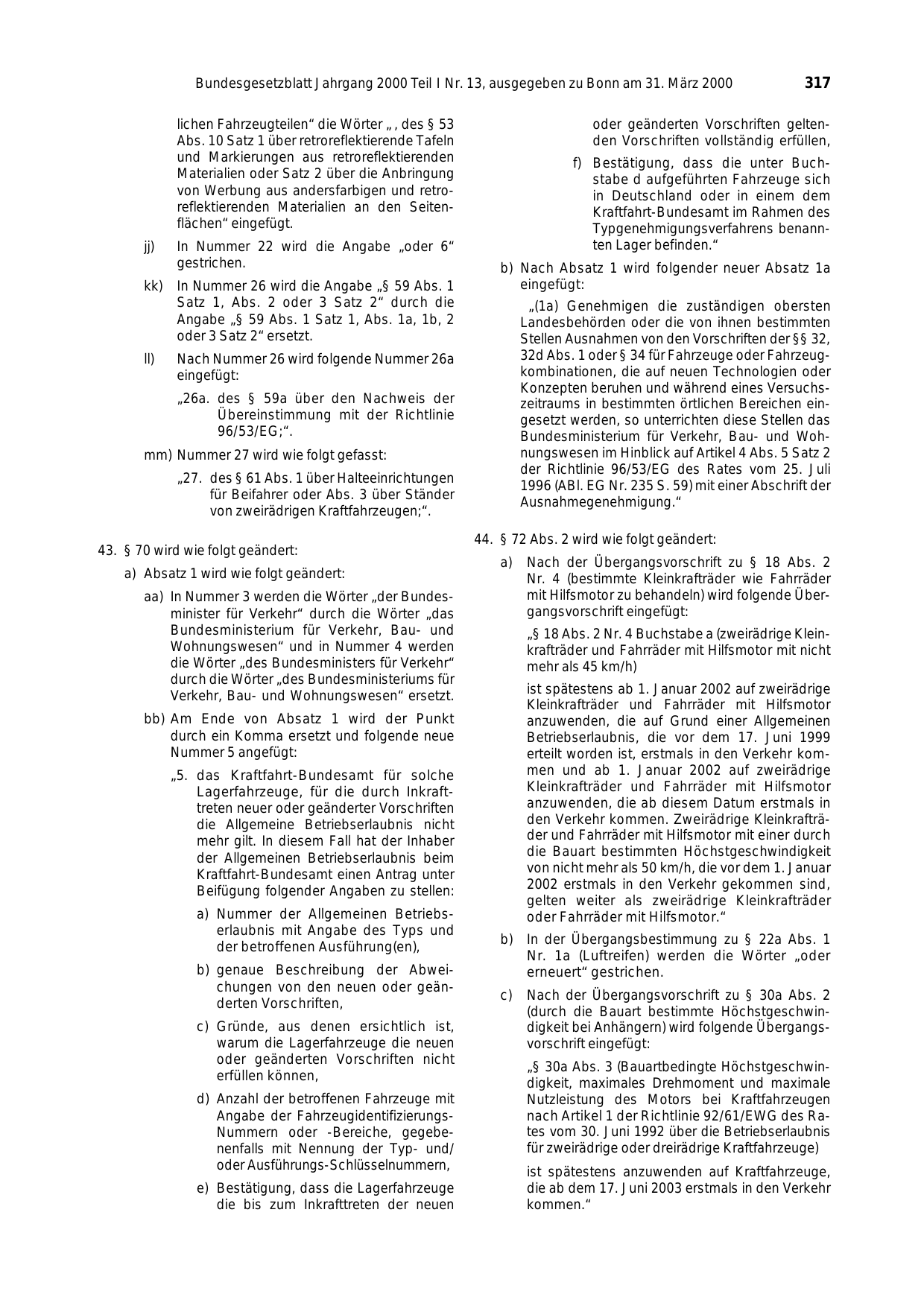 BGBl. 2000, Seite 317 — Originalseite als Abbildung
