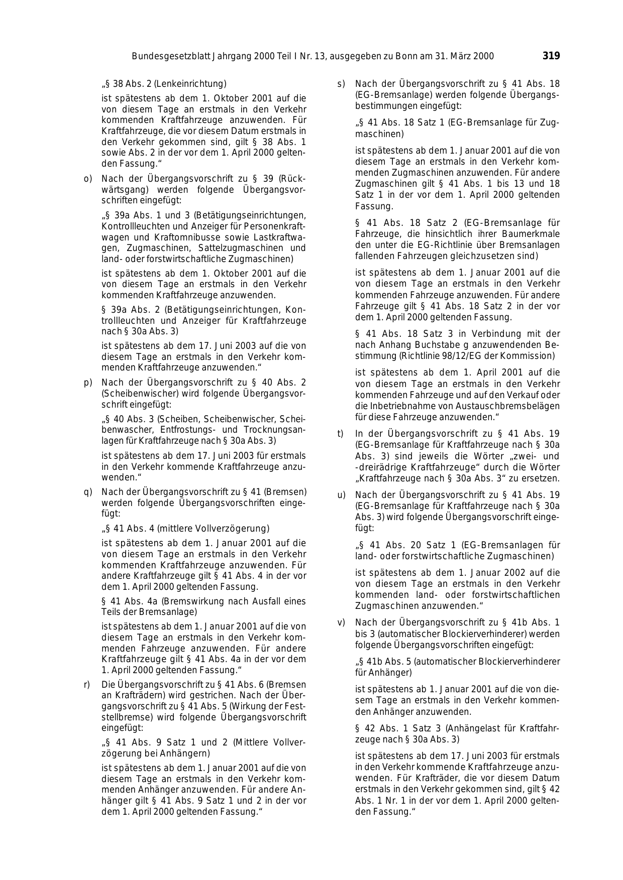 BGBl. 2000, Seite 319 — Originalseite als Abbildung